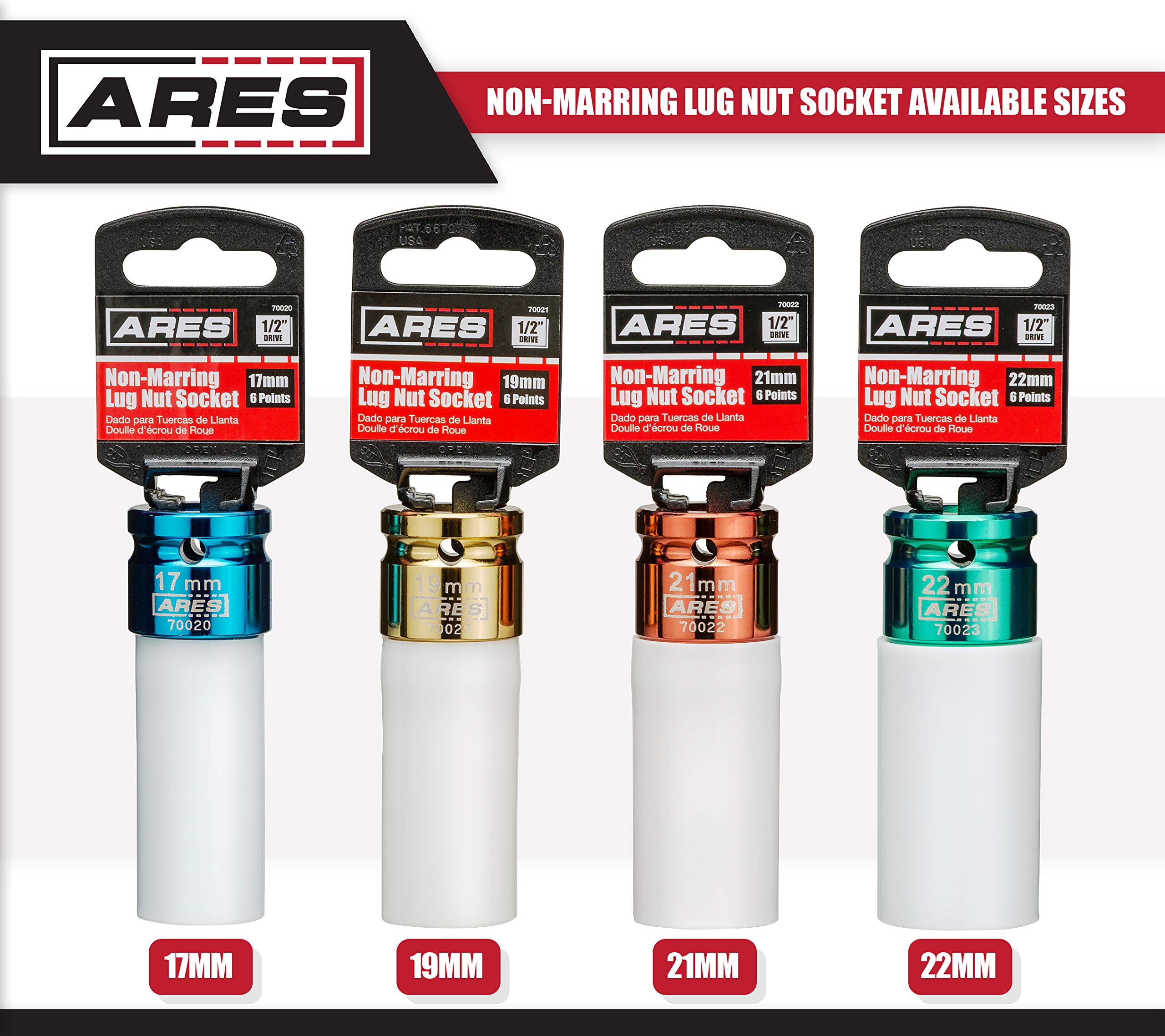 Ares 70021-1/2-Inch Drive 19Mm Non-Marring Lug Nut Socket - Protective Sleeve Protects Custom Rims And Lug Nuts From Damage - Co