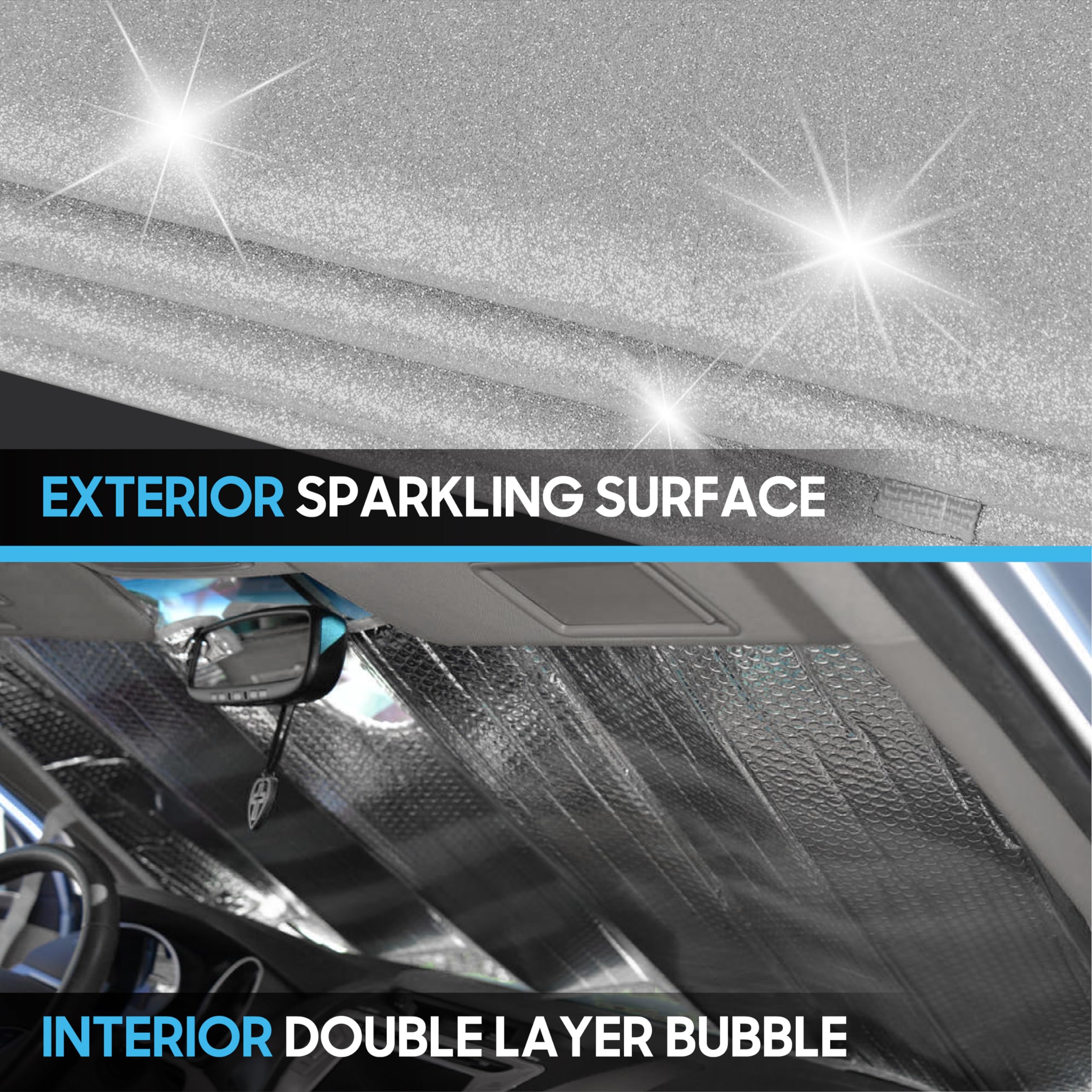 Glitter Design, Front Windshield Shade-Accordion Folding Auto Sunshade For Car Truck Suv-Blocks Uv Rays Sun Visor Protector-Keep