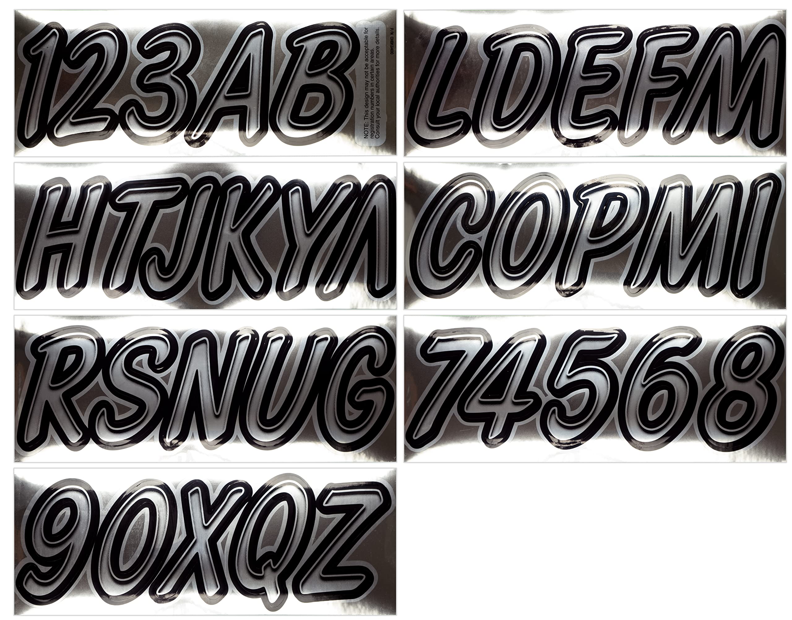 Hardline Products Series 400 Factory Matched 3-Inch Boat & Pwc Registration Number Kit, Chrome/Black - Chbkg400