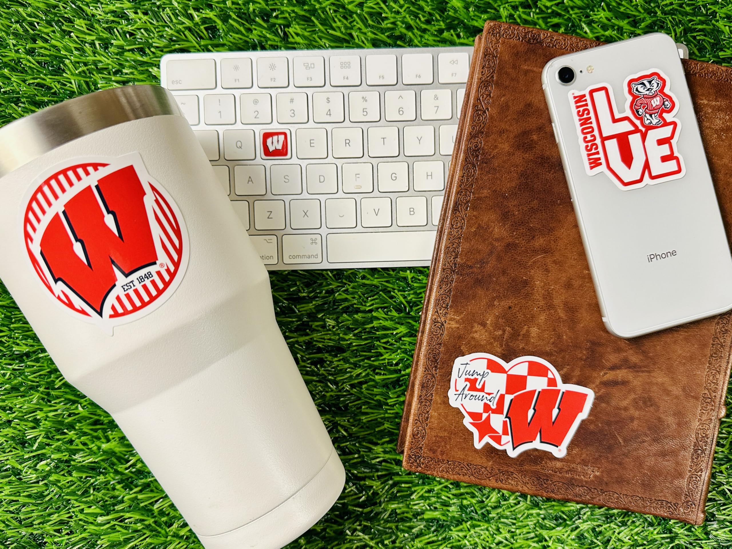 University Of Wisconsin Stickers For Gift, Car, Water Bottle, Laptop, And Phone For Uw Football Fans And University Graduates (W