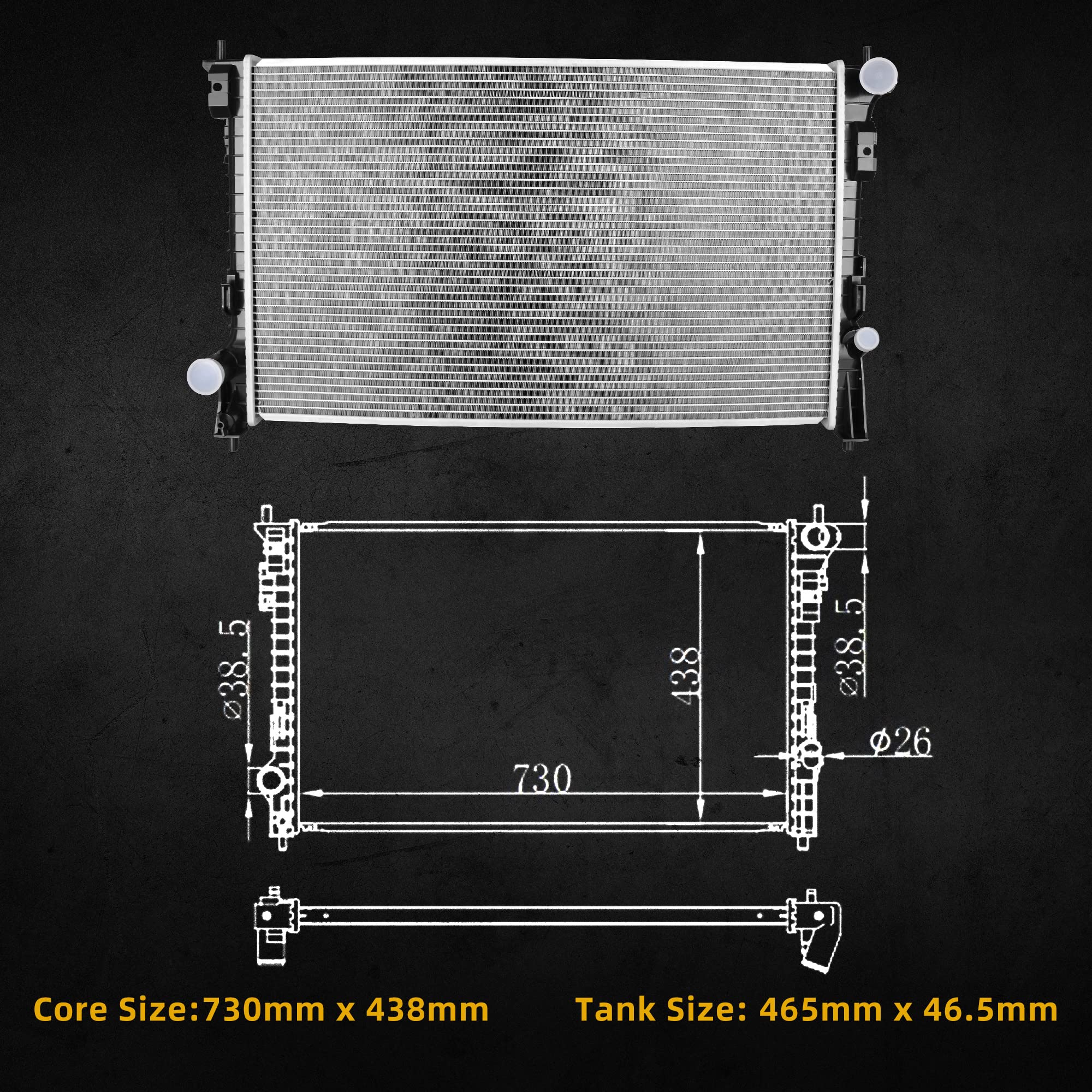 Dwvo Radiator Compatible With Ford Flex Edge Taurus Lincoln Mks Mkt Mkx Mercury Sable 3.5L 3.7L V6 Dwrd1080