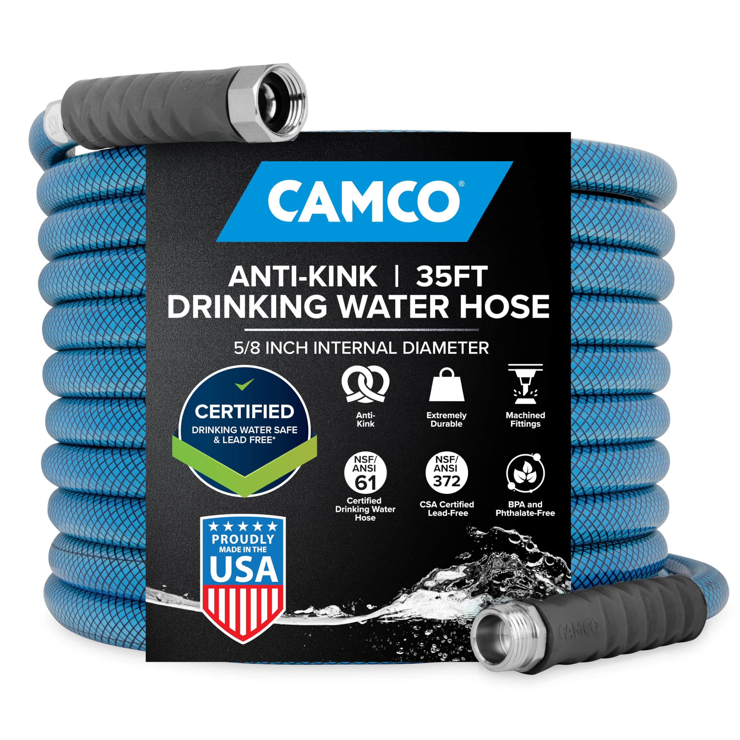 Camco Tastepure 35-Foot Premium Camper/Rv Drinking Water Hose | Features A Heavy-Duty No-Kink Design With Strain Relief Ends & 5
