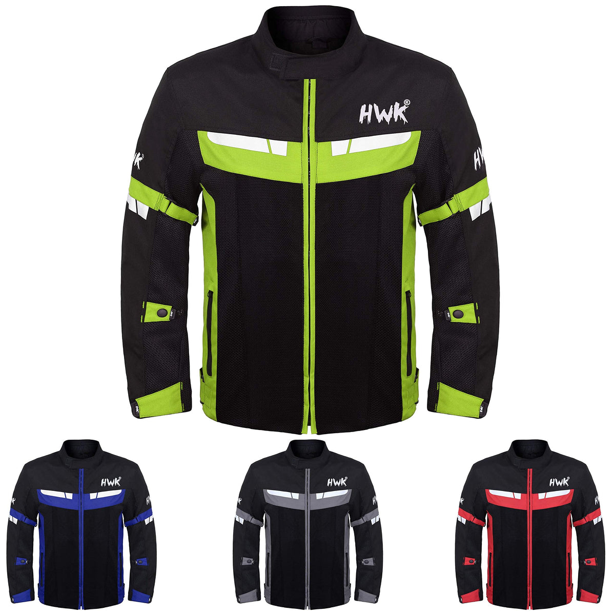 Hwk 3X-Large/Green - Motorcycle Jacket Men
