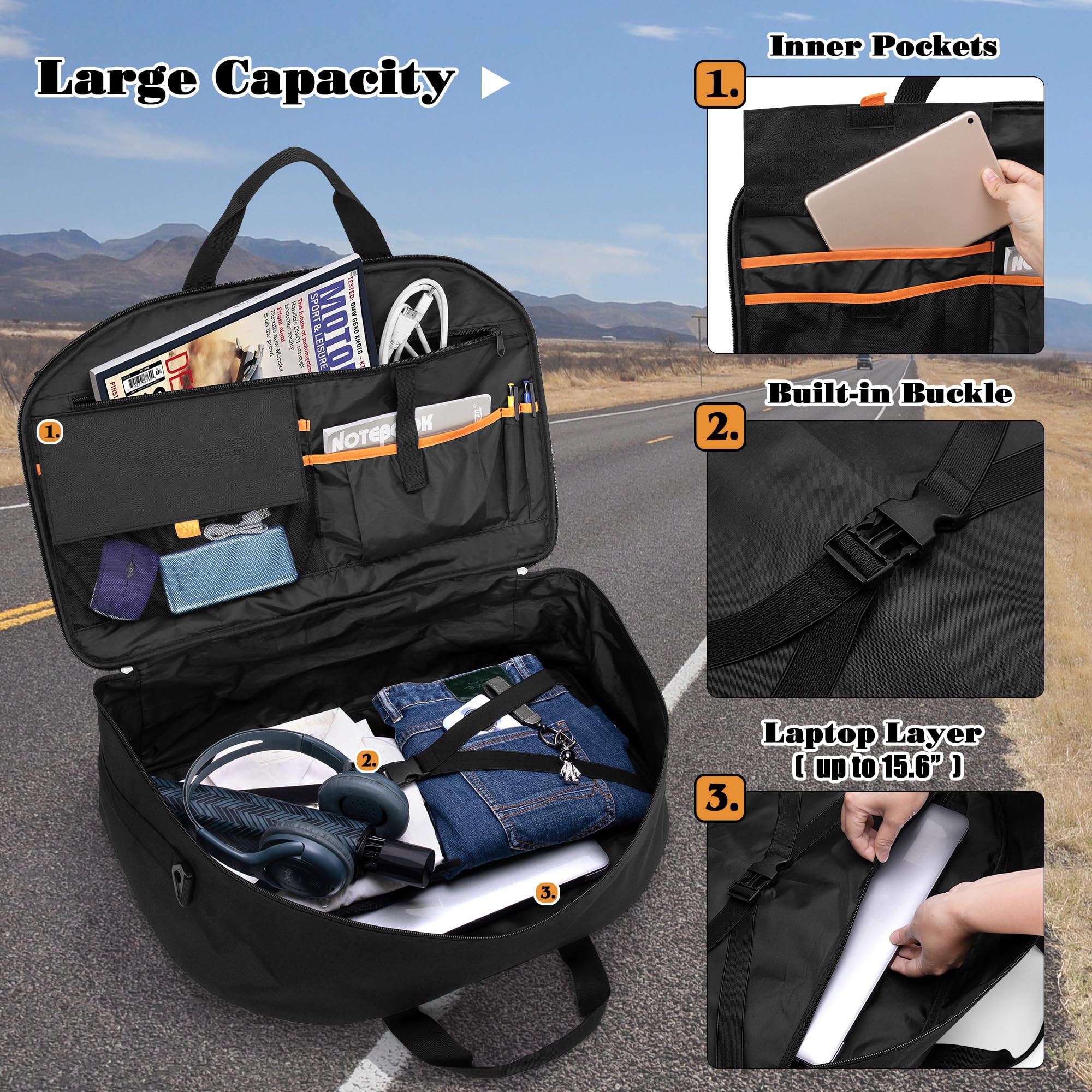 HODRANT Motorcycle Tour Pack Organizer, Tour Pack Liner Bag Compatible with Harley Davidson Street Glide Electra Glide Road King