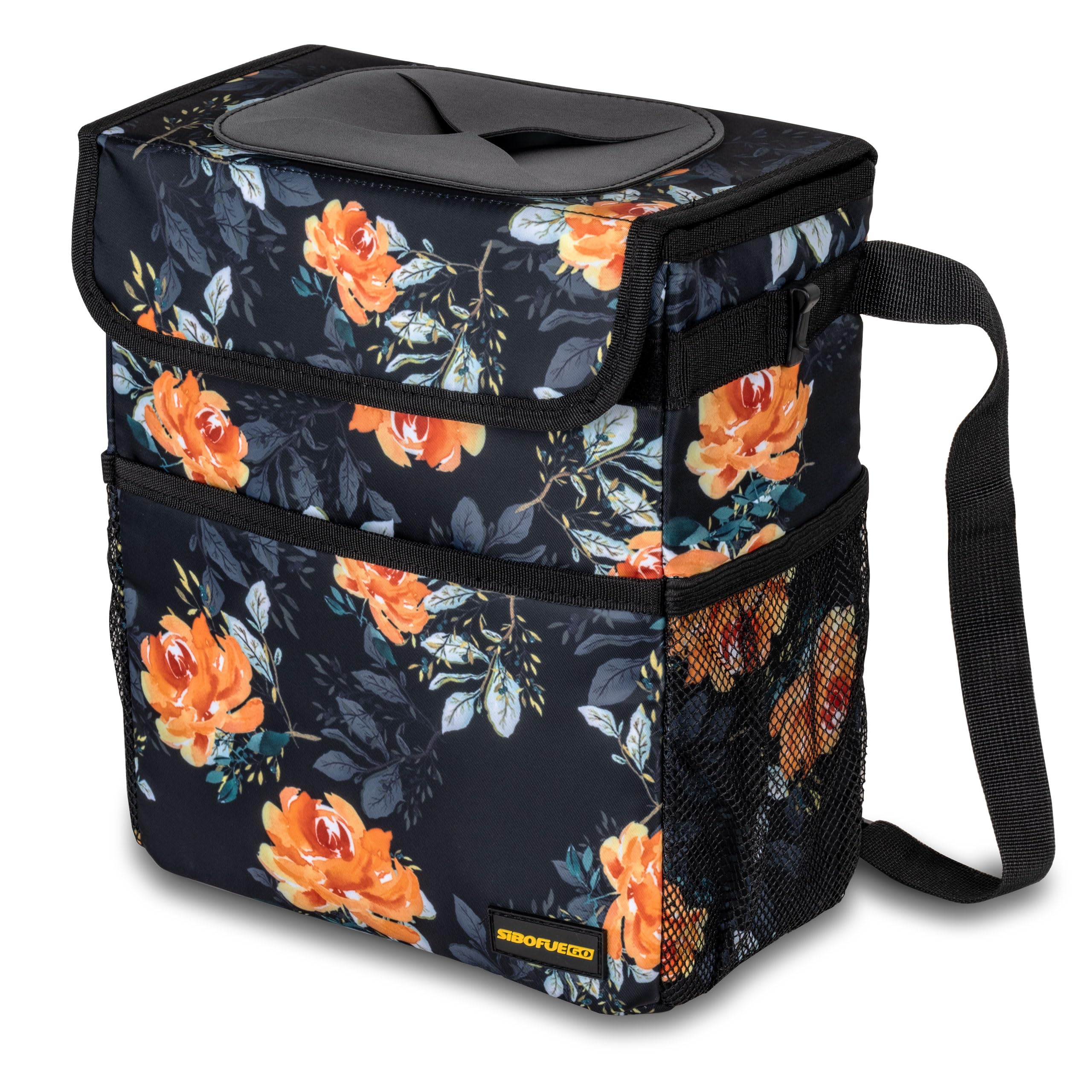 SIBOFUEGO Cute Car Trash Can with Lid - Multipurpose Collapsible Trash Bin for Car, Leak-Proof Organizer, Waterproof Garbage Can