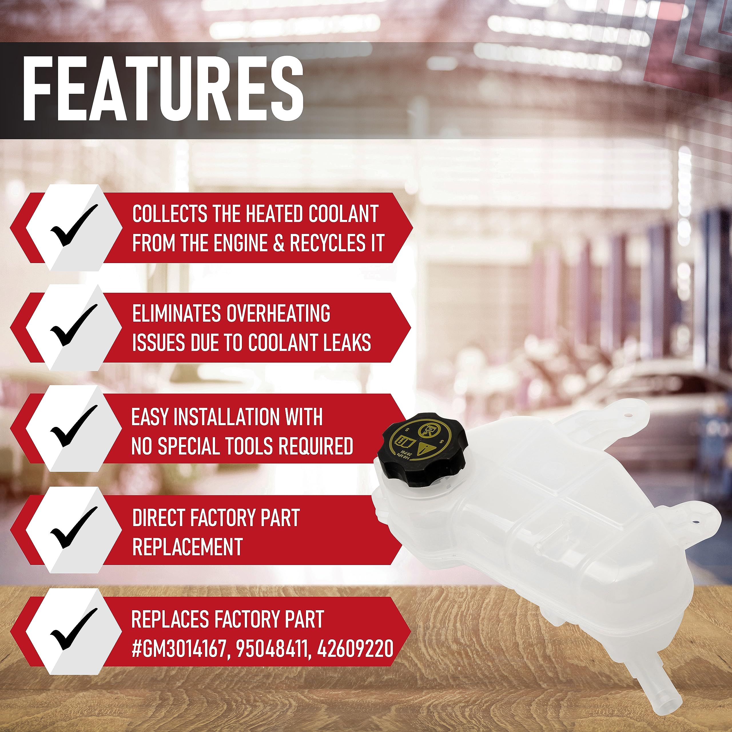 Replacement Coolant Reservoir Tank - Compatible With Chevrolet Vehicles - 2012-2020 Sonic 1.4L, 1.6L, 1.8L - Replaces Gm3014167,