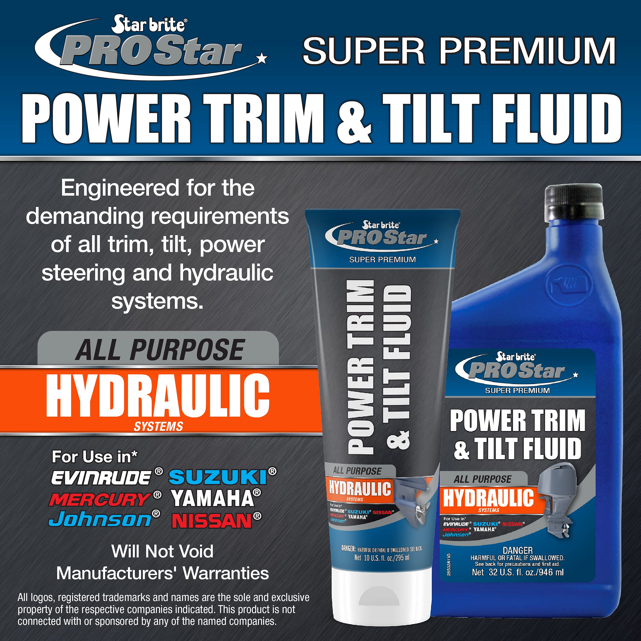 STAR BRITE PRO Star Power Trim & Tilt Fluid - Super Premium All Purpose Hydraulic Fluid for Trim Tabs, Power Tilt & Steering Sys
