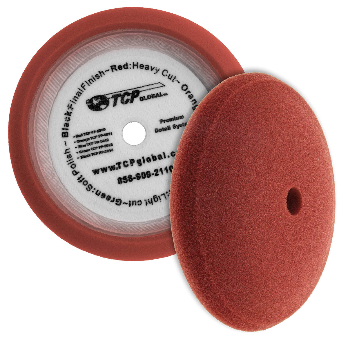 Tcp Global 8'' Red Foam Buffing Pad Extra Coarse Cutting Buffing Hook & Loop Grip Polish Car