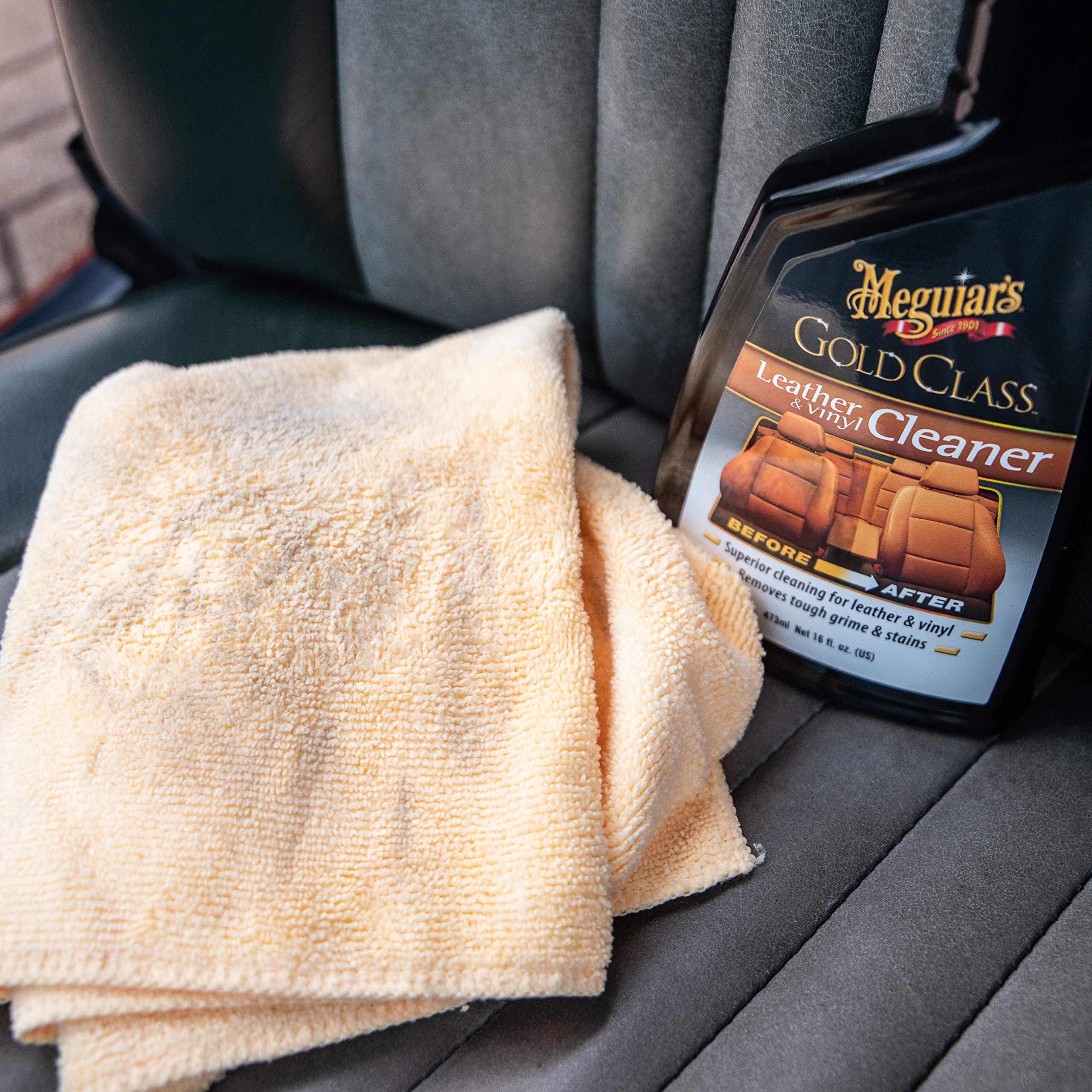 Meguiar's Gold Class Leather & Vinyl Cleaner - Leather Cleaner and Vinyl Cleaner Formulated for Automotive Leather, Leather and Vinyl Cleaner Spray Removes Tough Grime & Stains, 16 Oz