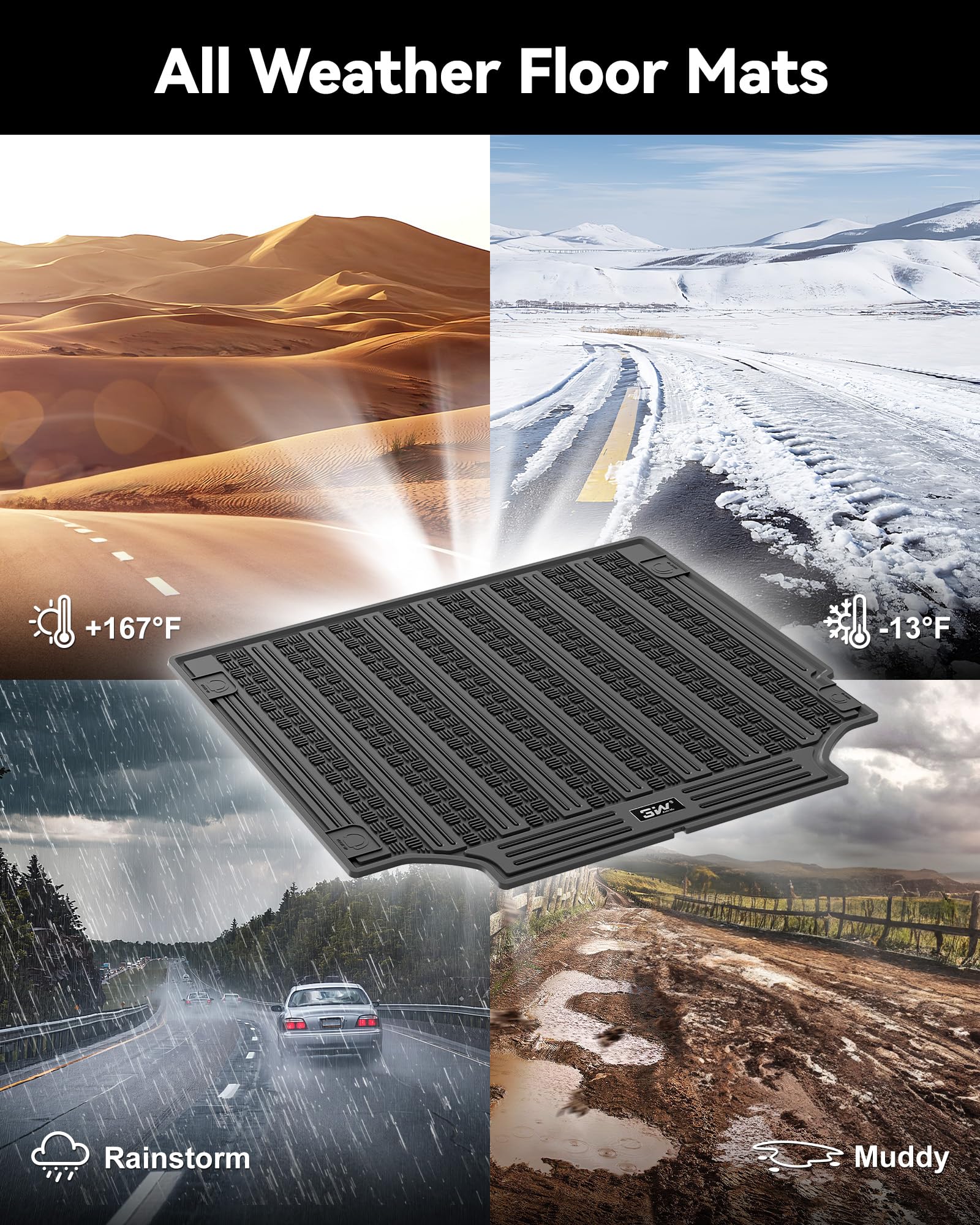 3W Cargo Liner Fit 2020-2025 Land Rover/Range Rover Defender (Not For Defender 110S/Rubber Flooring),Tpe All Weather Custom Fit