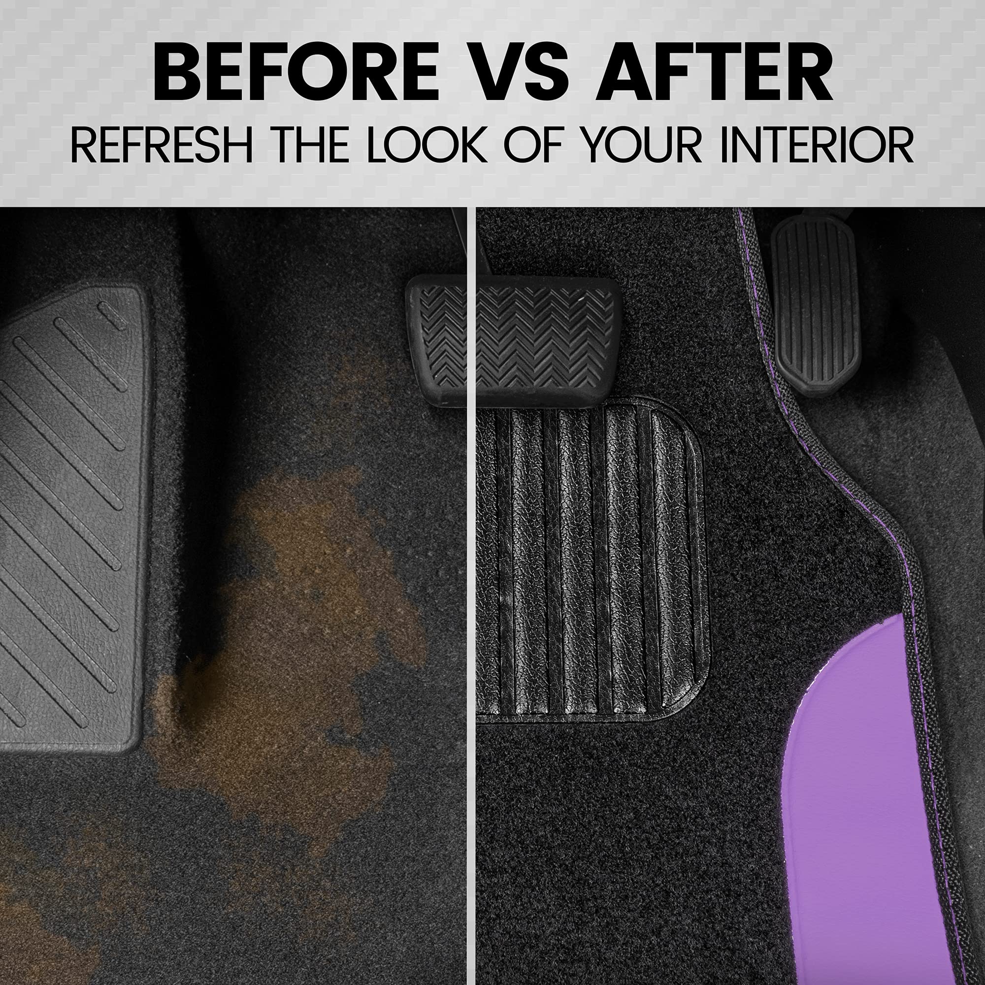 Bdk Polypro Purple Car Seat Covers Full Set With 4-Piece Car Floor Mats - Two-Tone Fits Most Seat Covers For Cars With Carpet Fl