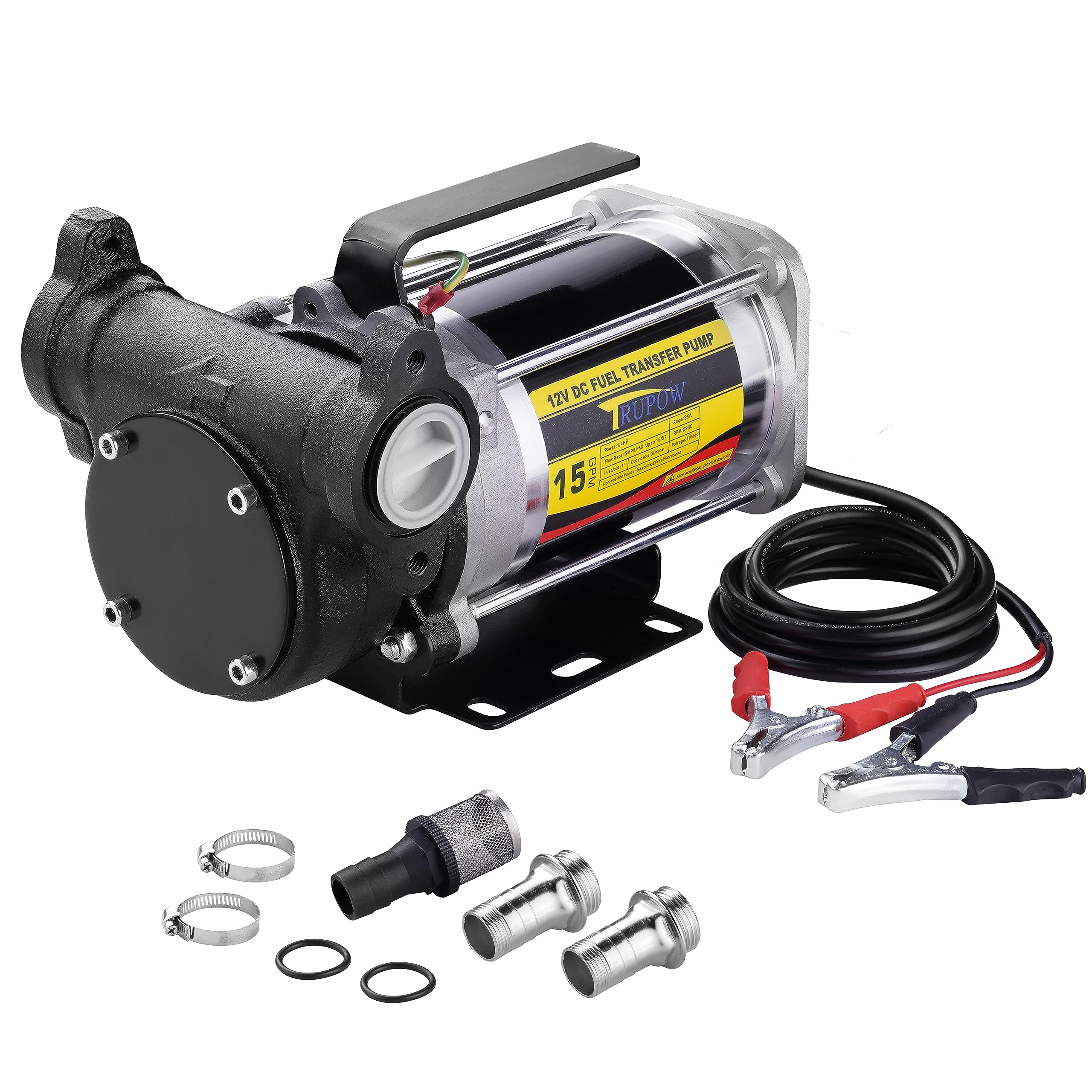 Trupow 12V Dc 15Gpm Self-Priming Heavy-Duty Gasoline Fuel Oil Transfer Pump With Explosion-Proof For Gasoline Diesel Kerosene &