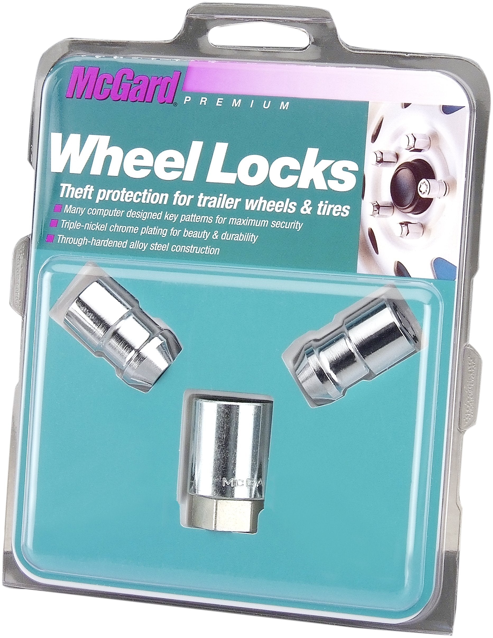 Mcgard 74042 Chrome Cone Seat Trailer Wheel Locks (1/2''- 20 Thread Size) - Set Of 2
