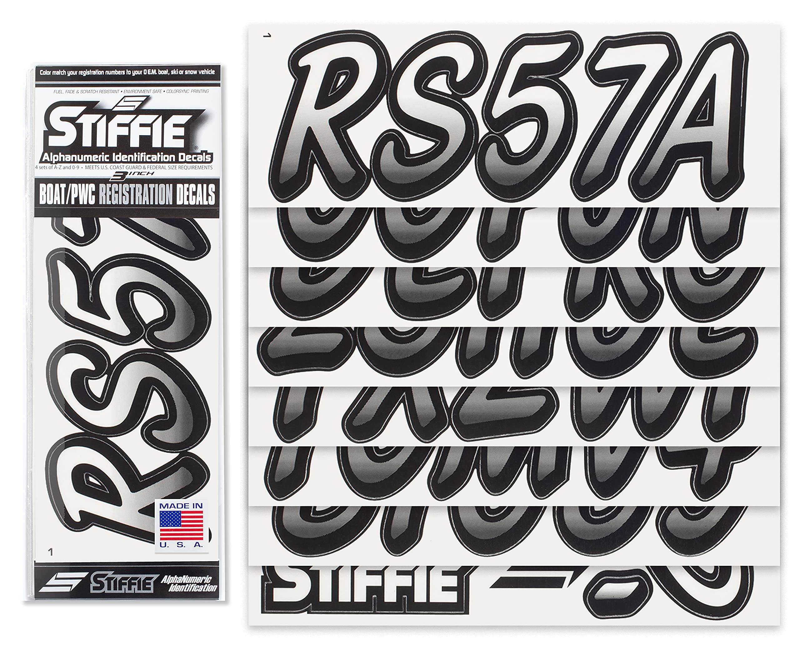 Stiffie WHIPLINE 3'' Alpha-Numeric Registration Identification Numbers Stickers Decals for Boats & Personal Watercraft (Transpar