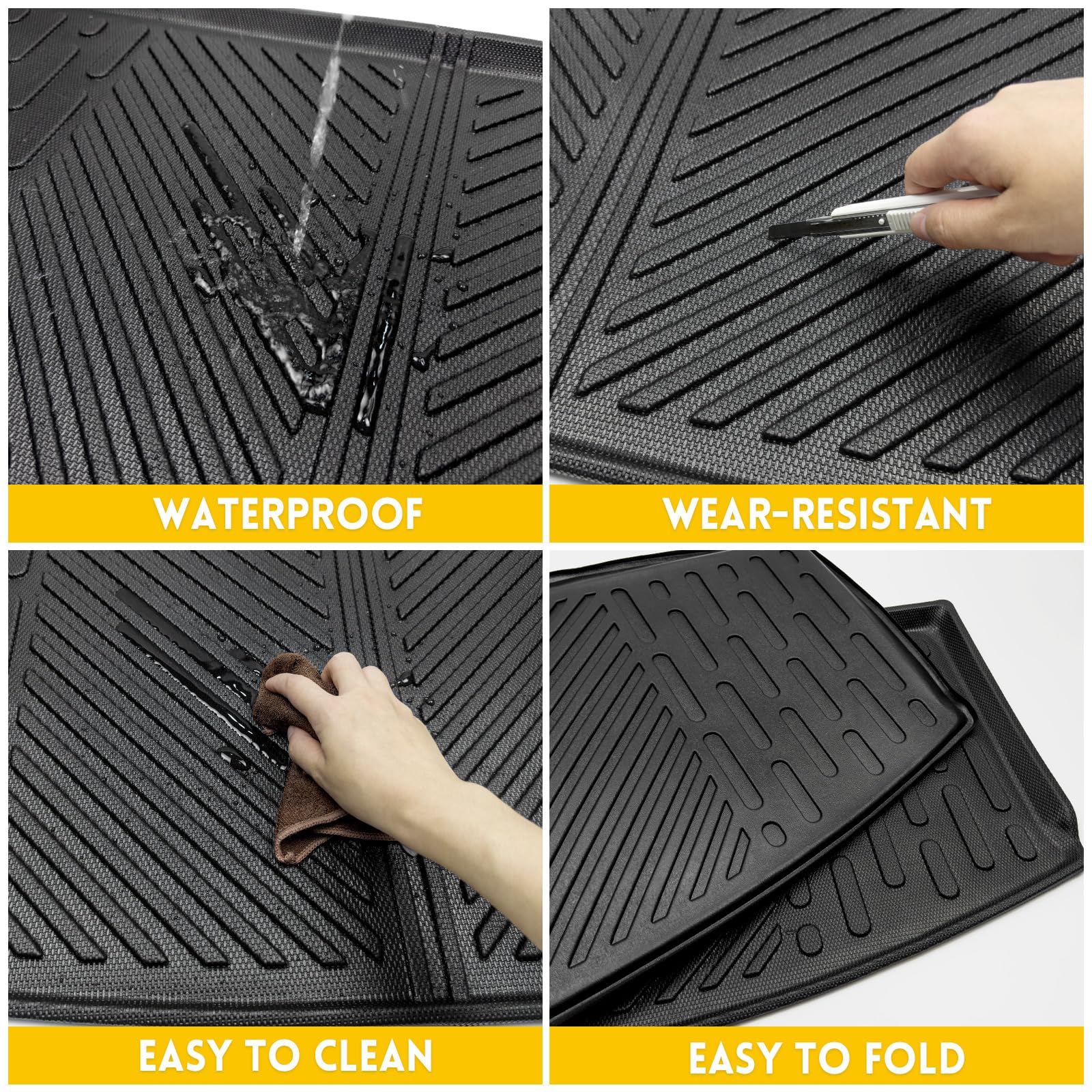 Jtyzsm Rear Cargo Mat For 2020-2023 Ford Explorer 6&7 Seats All Weather Tpe Anti-Slip Trunk Mat Cargo Liner For 2020 2021 2022 2