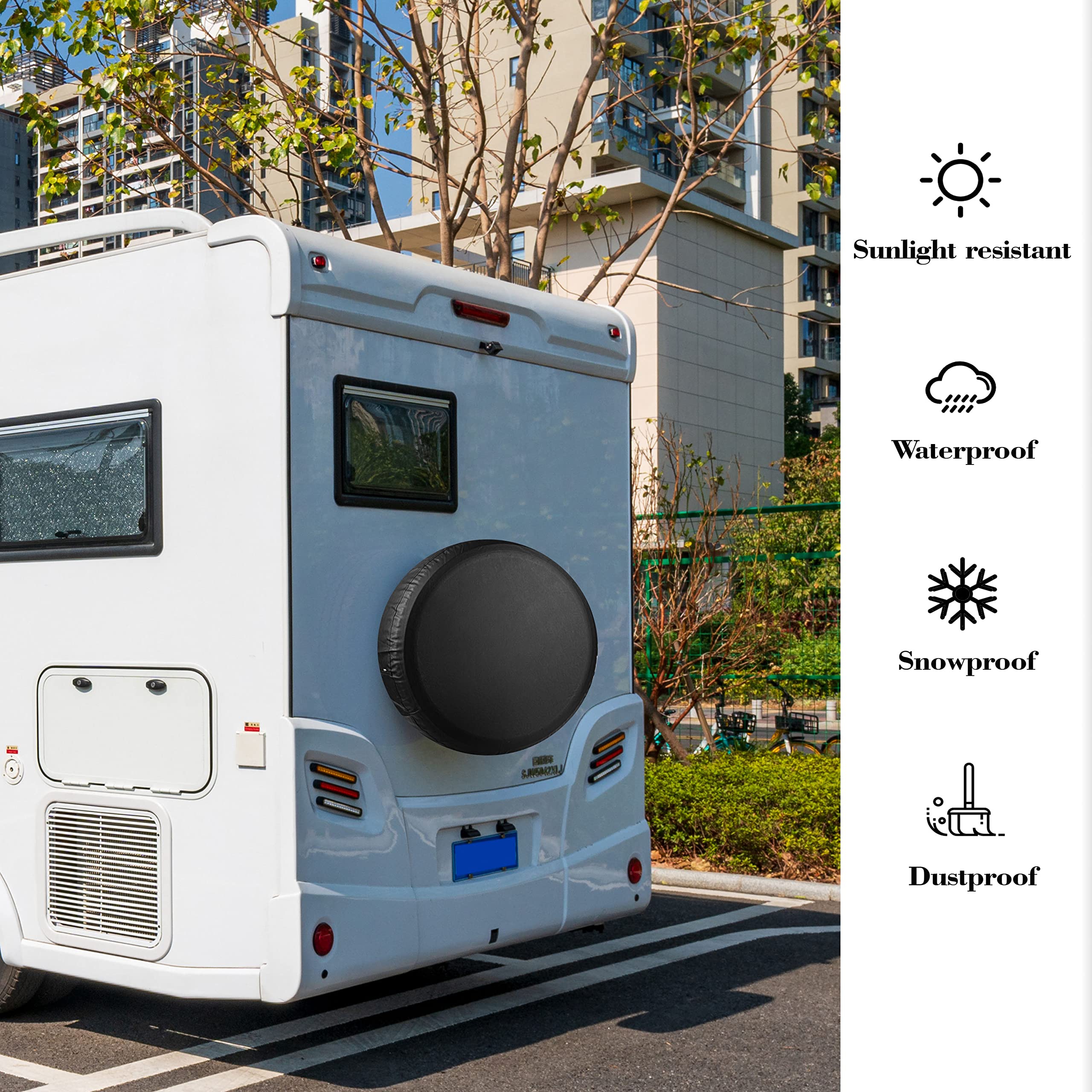 Moonet 32-34 Inch Spare Tire Cover Thickening Leather Universal Fit For Jeep, Trailer, Rv, Suv, Truck, Tough Tire Wheel Soft Cover (Fits Entire Wheel Size 32-34 Inch)