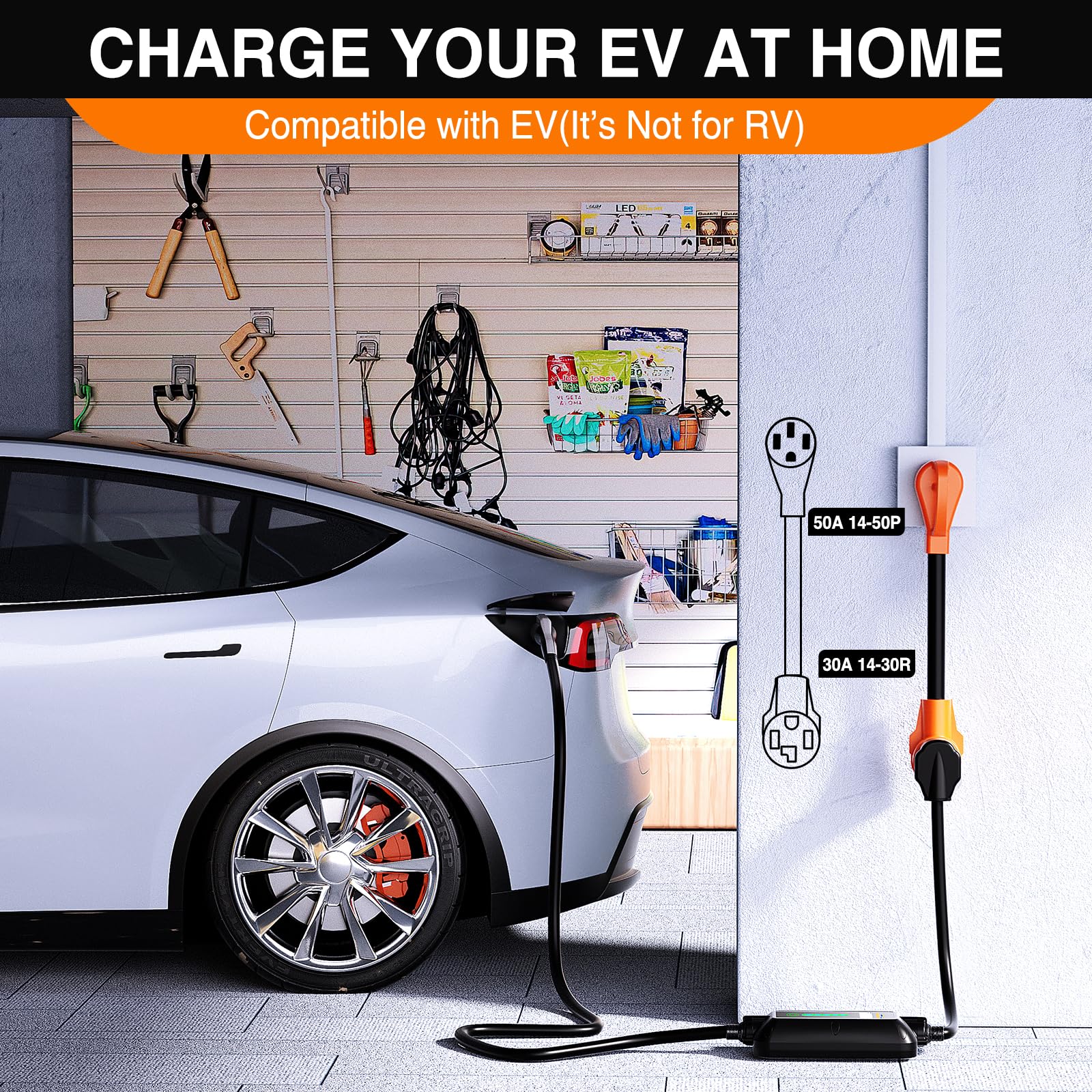 Nilight Ev Dryer Charger Adapter Cord 50Amp To 30Amp 4 Prong Pure Copper 125V/250V Outlet To Plug Conversion Heavy Duty 10 Gauge