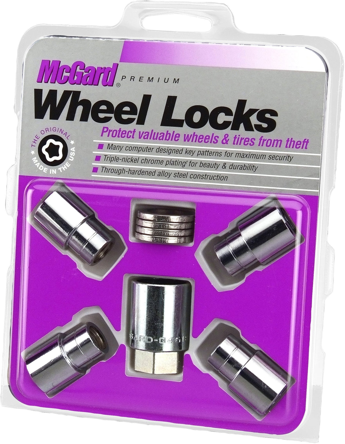 Mcgard 21122 Chrome Regular Shank Wheel Locks (7/16'' - 20 Thread Size) - Set Of 4, 4 Locks / 4 Washers / 1 Key