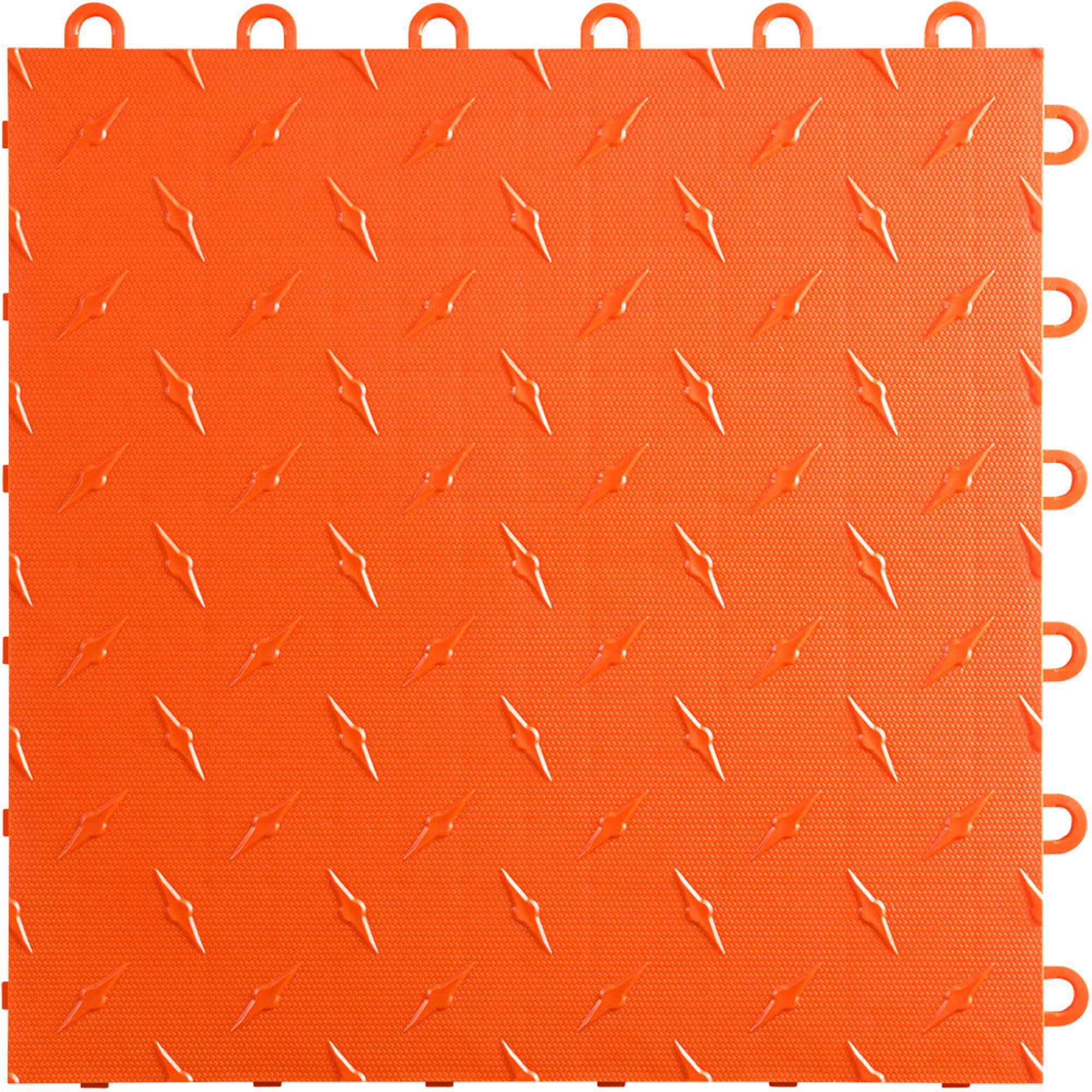Speedway Diamond Interlocking Garage Floor Tiles 12 x 12-Inch, Orange, 10 Piece Set