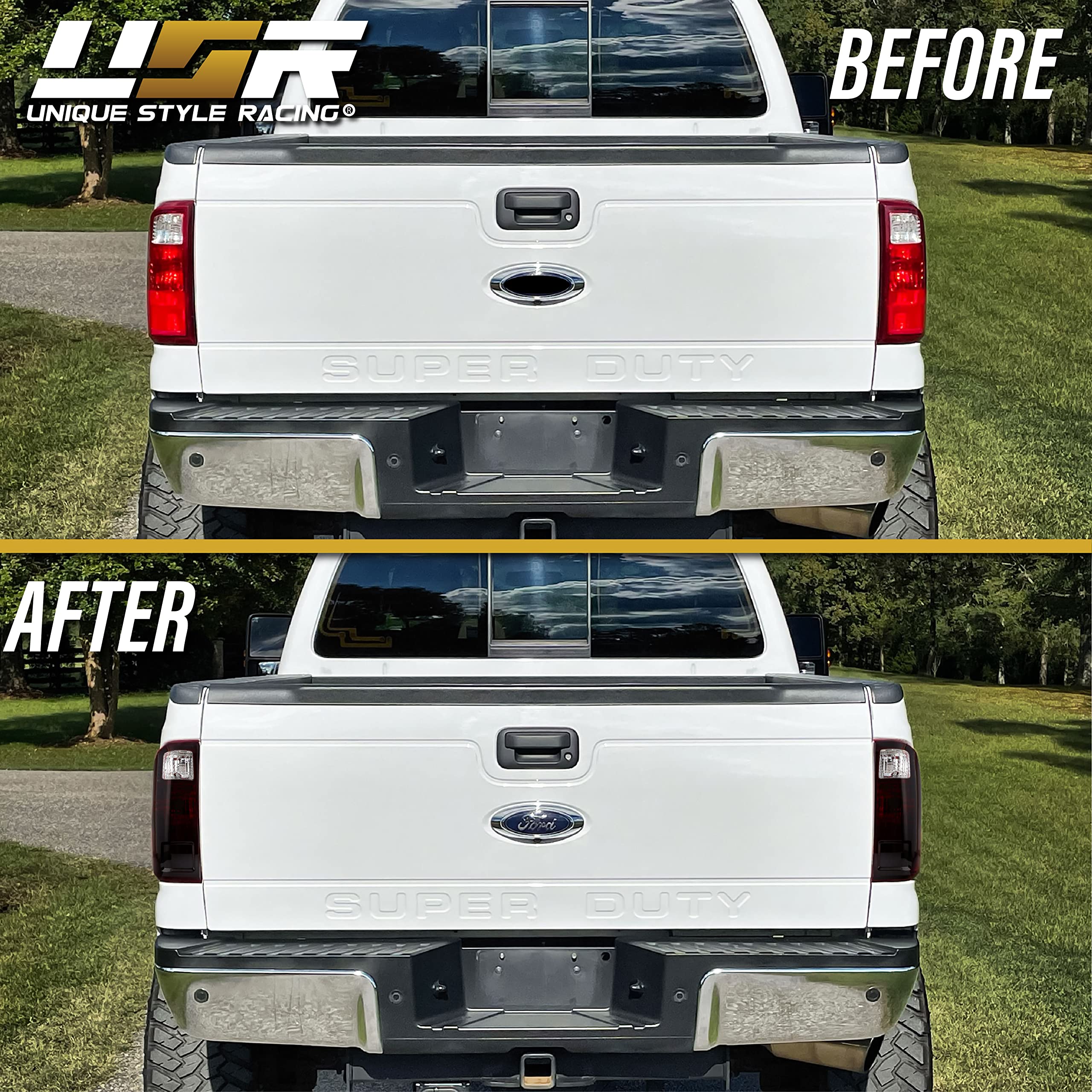 USR DEPO 08-16 Super Duty Dark Cherry Red Smoke Rear Tail Lights (Left + Right) Compatible with 2008-2016 Ford Super Duty F250 F