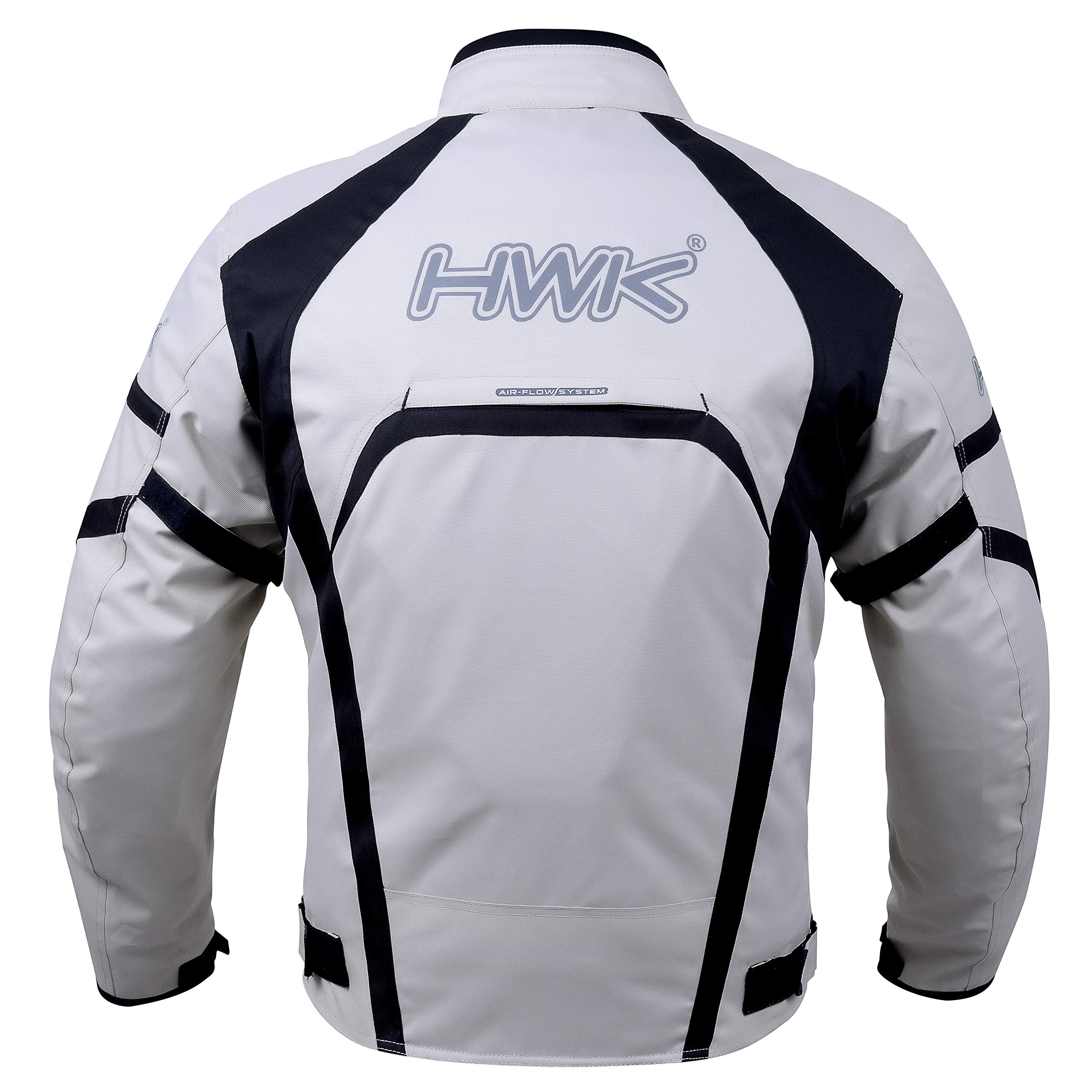 Hwk Motorcycle Jacket Men'S Riding Textile Racing Motorbike Hi-Vis Biker Ce Armored Water Resistant Jackets (Silver, L)