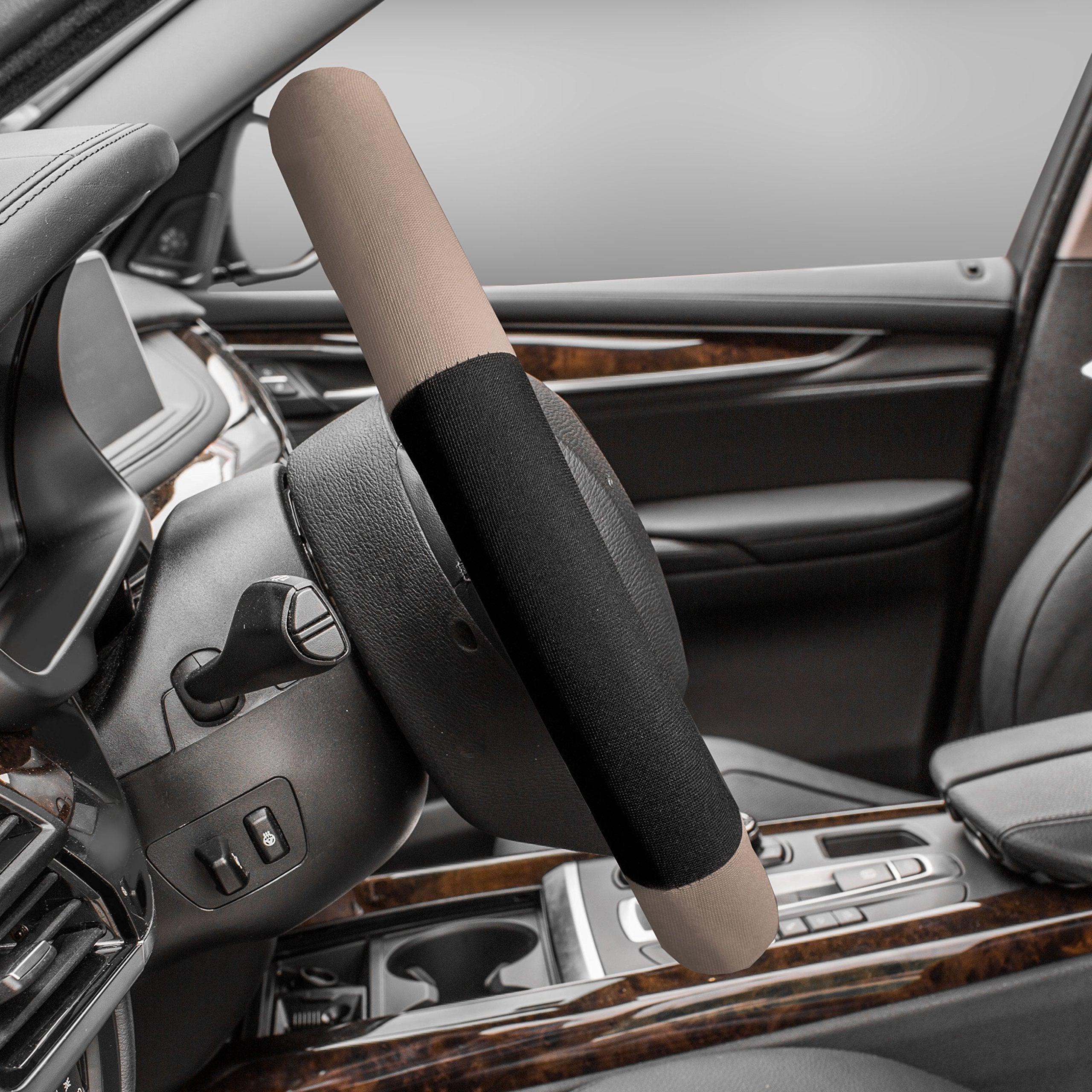 Fh Group Fh2033Beige Universal Fit Modernistic And Seat Belt Pads Combo Set Beige Steering Wheel Cover Fits Most Cars, Suvs Truc