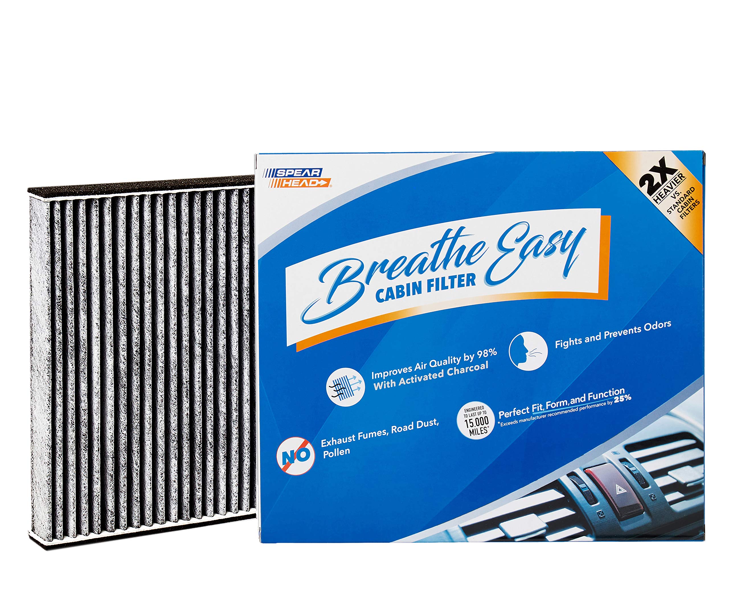 Spearhead Odor Defense Breathe Easy Ac & Heater Cabin Filter, Fits Like Oem, Up To 25% Longer Lasting W/Activated Carbon (Be-285)