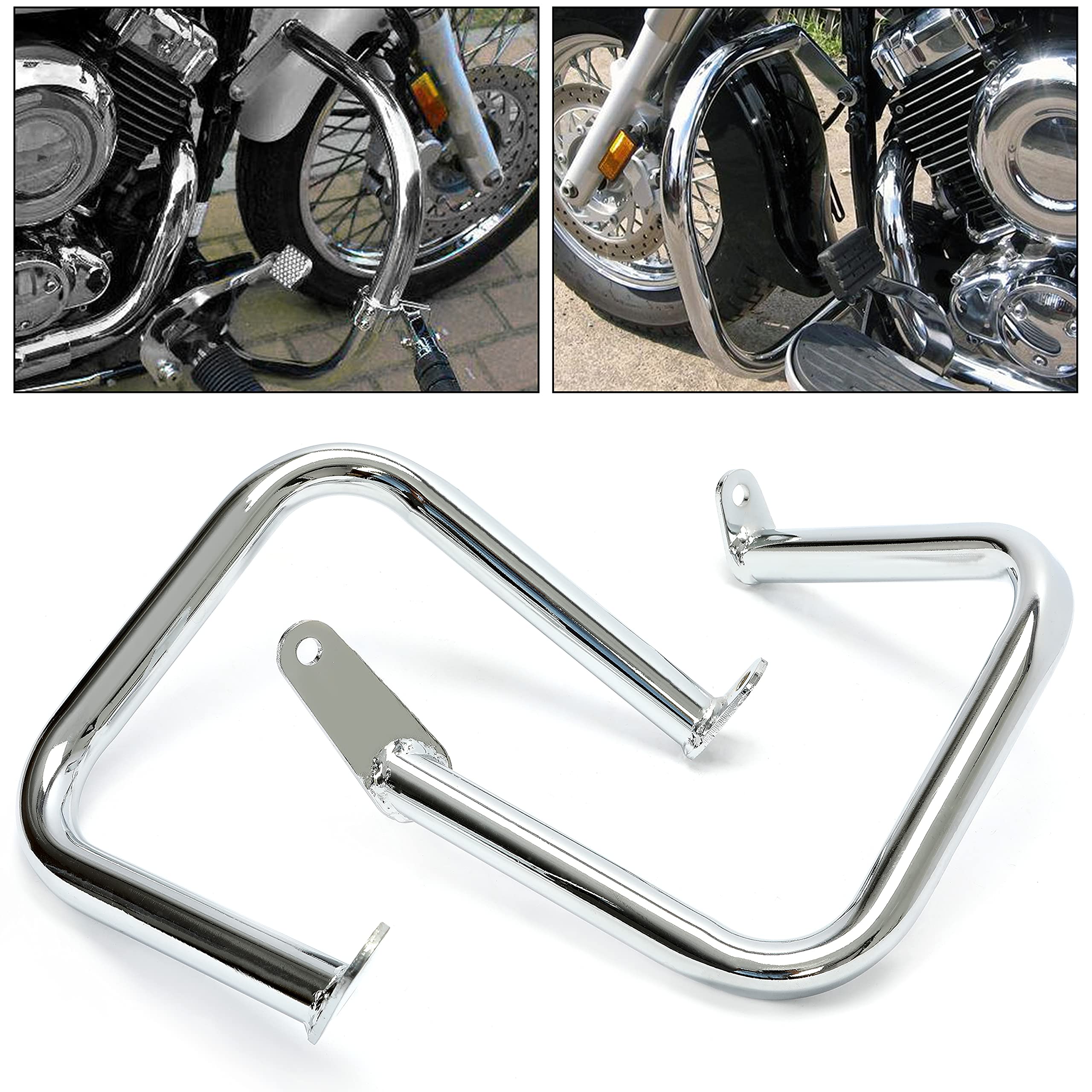 Ecotric Engine Guard Highway Crash Bar Compatible With 1997-2016 Yamaha V-Star Dragstar 400 650 Xvs650 Classic & Custom Chrome