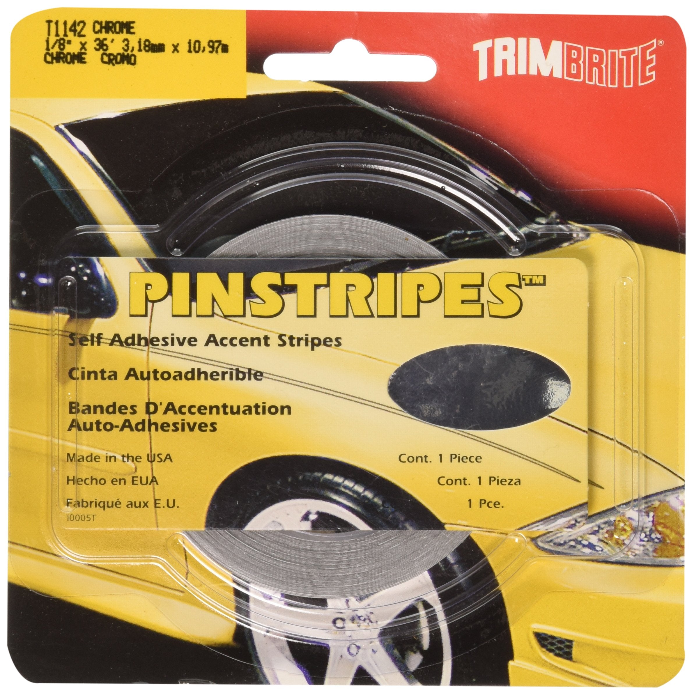 Trimbrite T1142 1/8X36'Chrome Pin Stripe