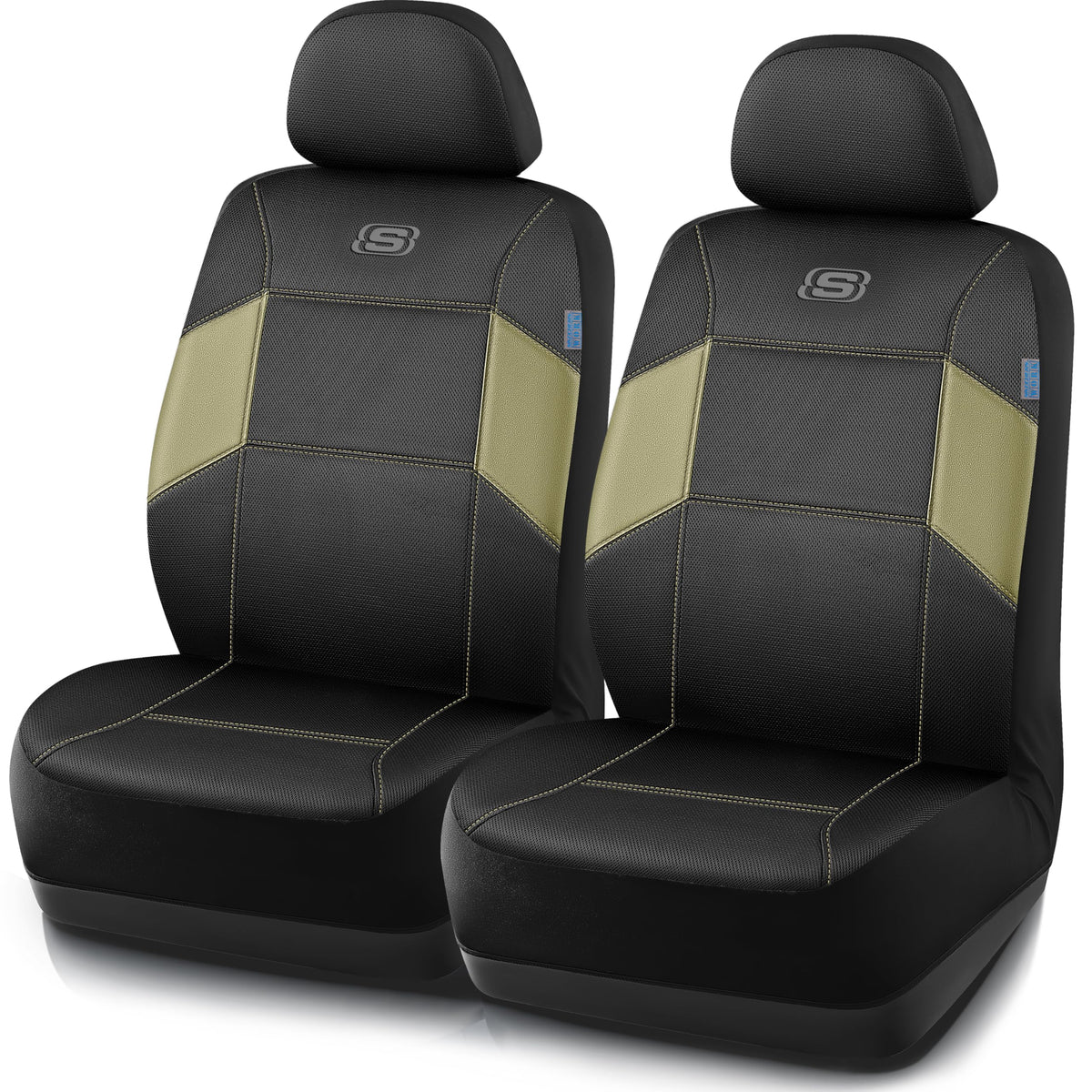 Skechers Work Car Seat Covers, Leather Seat Covers, 5-Times Stronger Built-in Webbing, Mesh Fabric Seat Cover for Cars, Airbag C