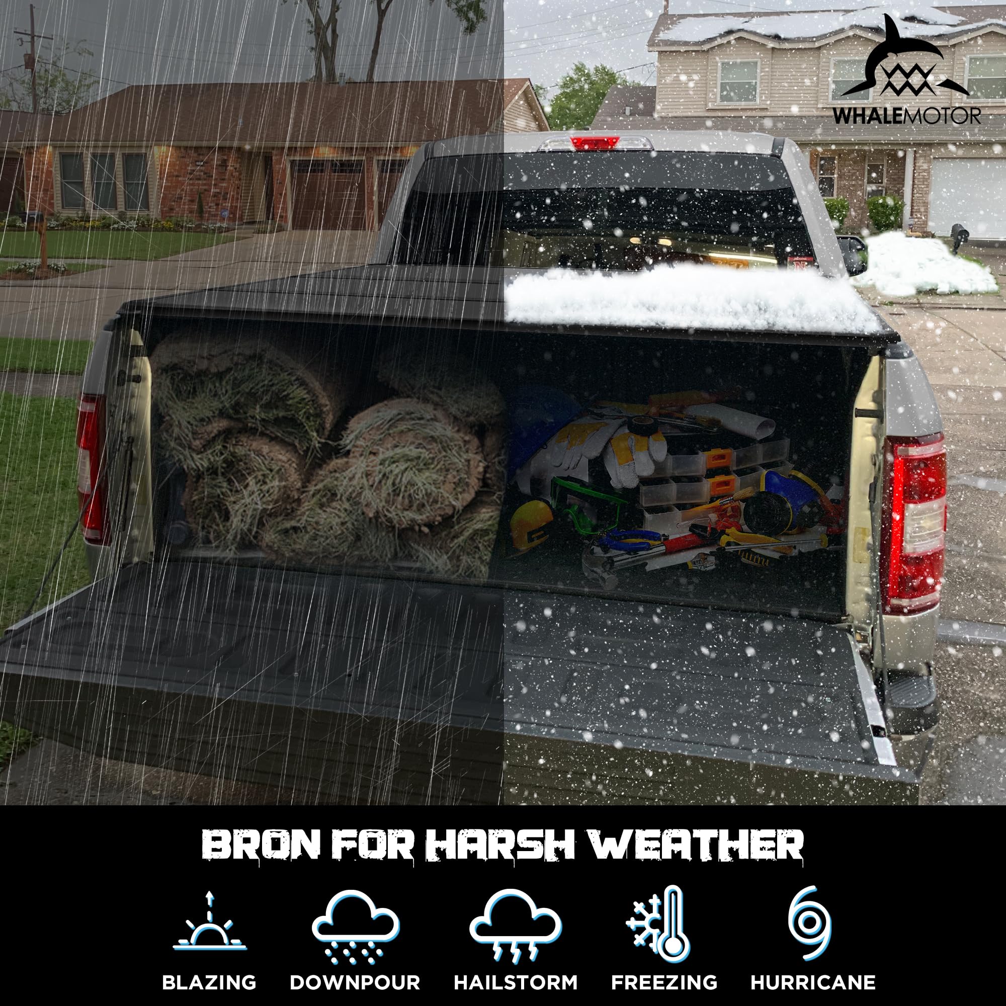 Hard Folding Truck Bed Tonneau Cover Compatiable With Ford Super Duty 6.8 Ft Standard Box, 1999-2025 F250 F350 F-250 F-350, Tri