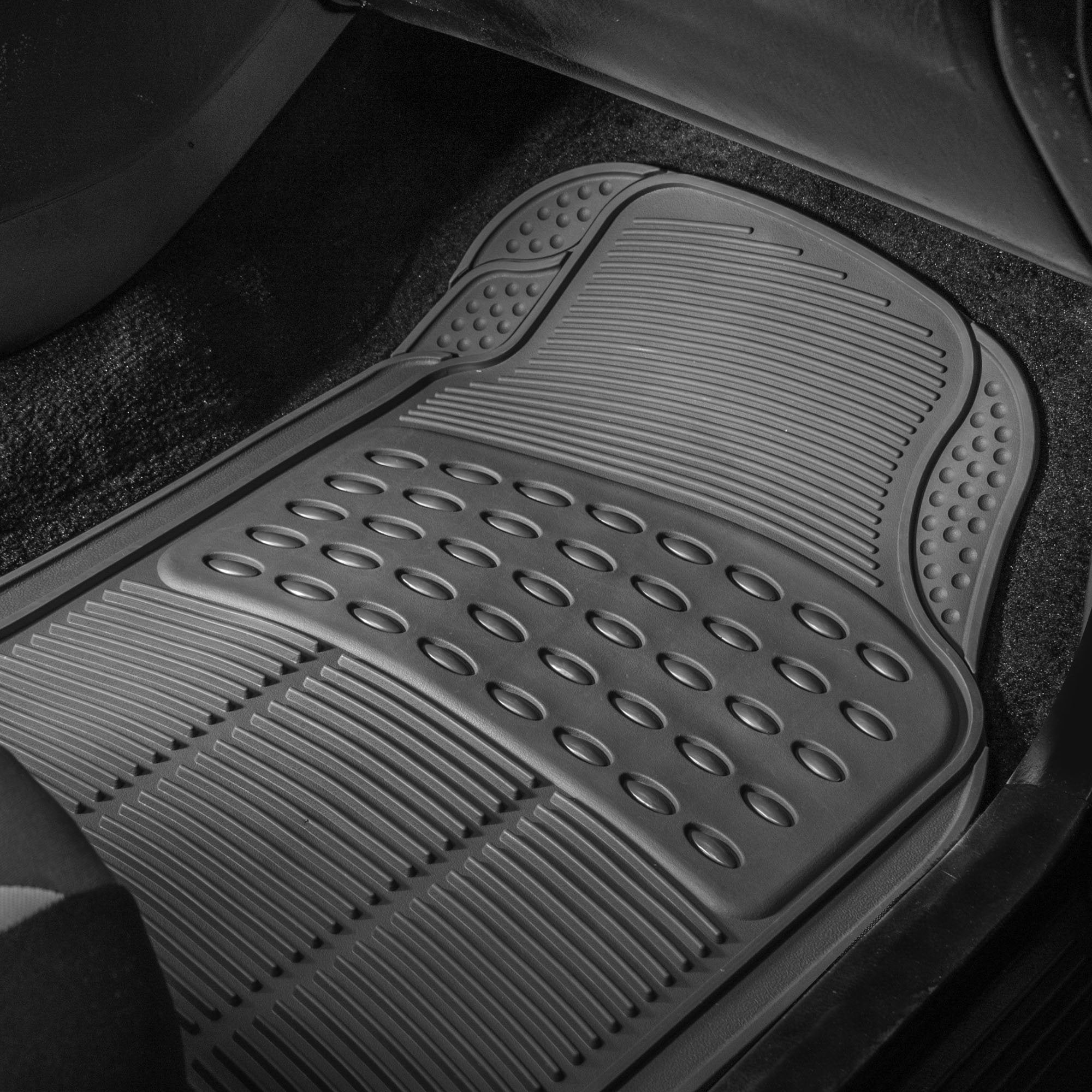 Fh Group Climaproof Trimmable Non-Slip Vinyl Floor Mats Full Set - Universal Fit For Cars Trucks And Suvs (Gray) F11306 + F16400