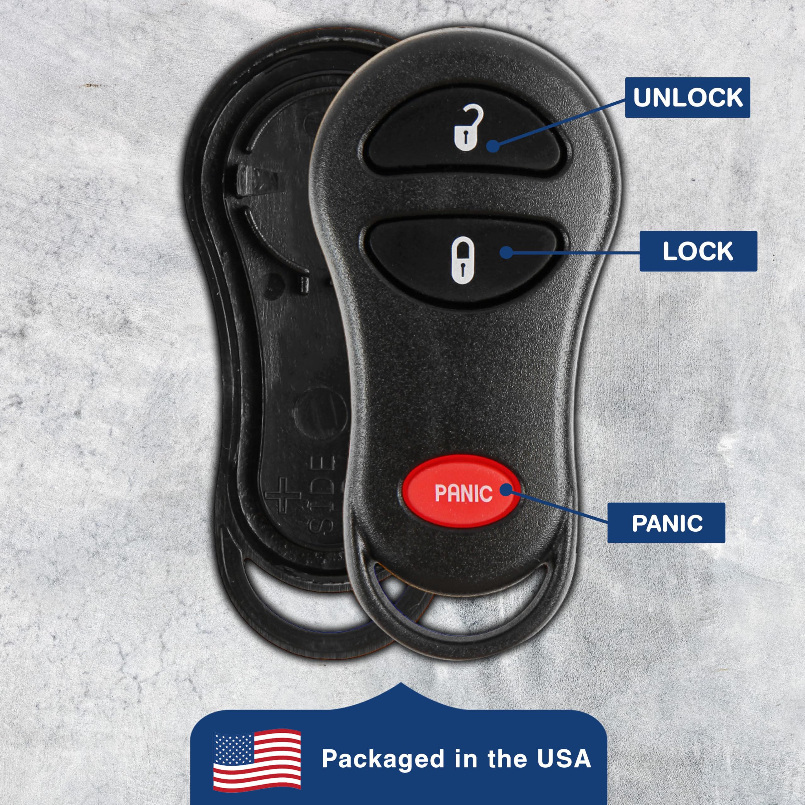 KeylessOption Just The Case Keyless Entry Remote Control Car Key Fob Shell Replacement for GQ43VT13T, GQ43VT17T, GQ43VT9T