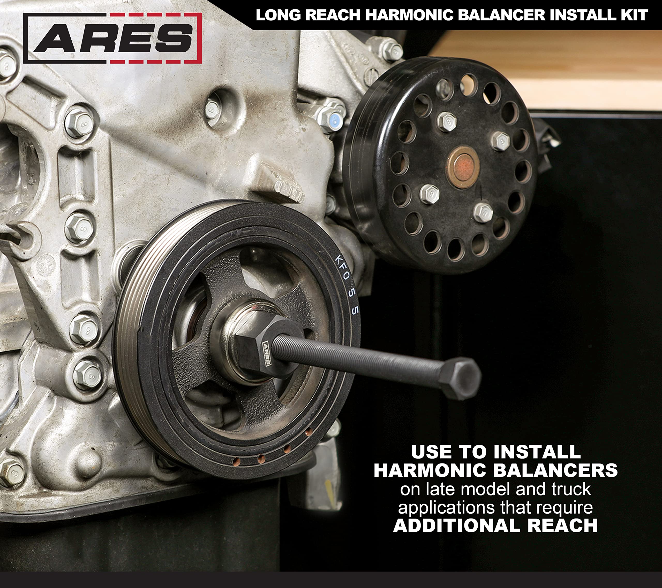 Ares 15087 - Long Reach Harmonic Balancer Install Kit - Install Balancer Pulleys On Domestic And Import Vehicles - Extra Long In