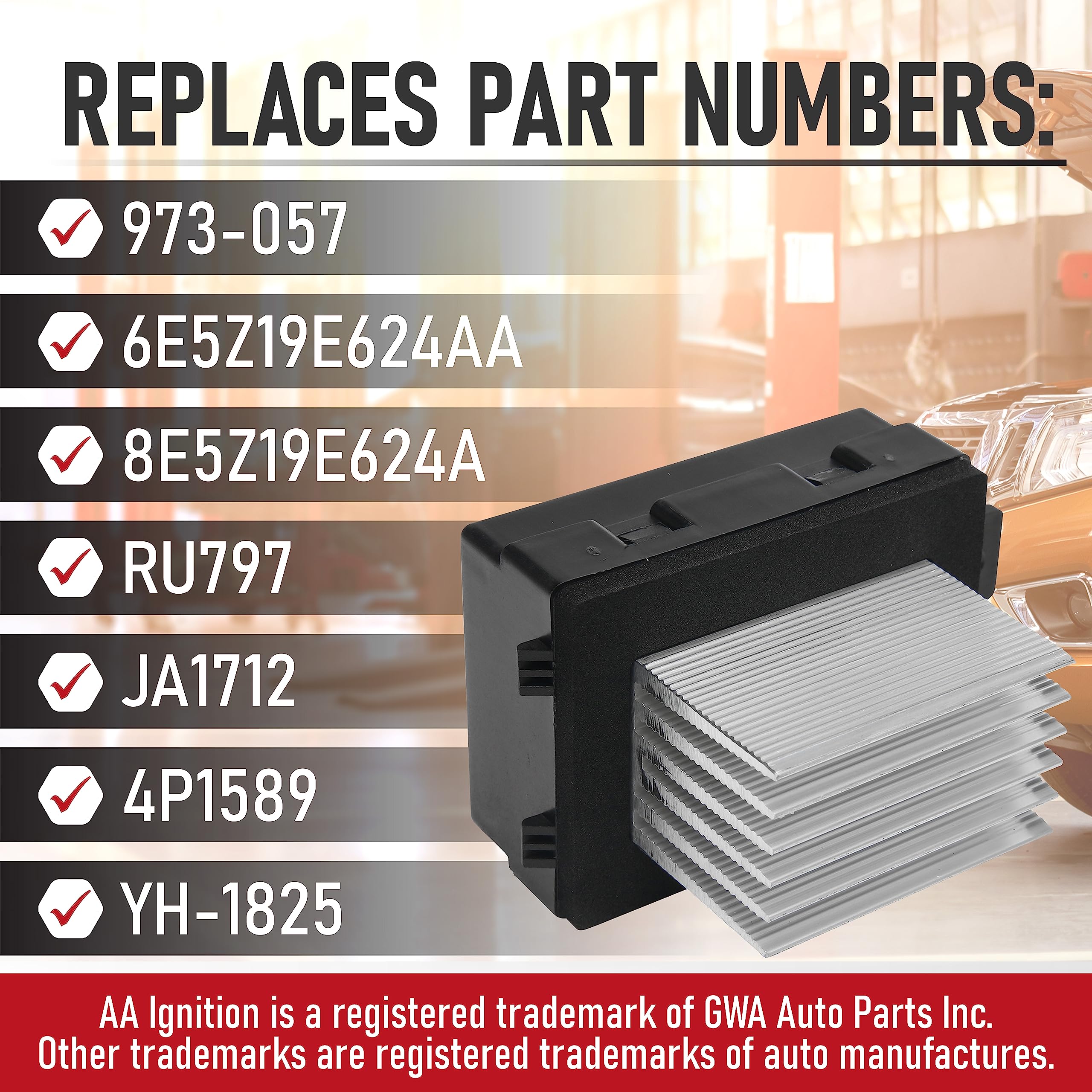 Hvac Blower Motor Resistor - Compatible With Ford, Lincoln And Mercury - Replaces 973-057, 6E5Z19E624Aa, 8E5Z19E624A, Ja1712, 4P
