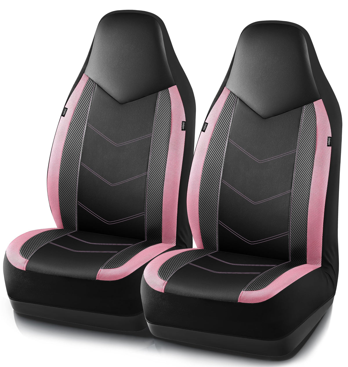 Pic Auto Leather Car Seat Covers, Sports Carbon Fiber & Mesh Design, High-Back Two Front Set, Waterproof Automotive Seat Covers,