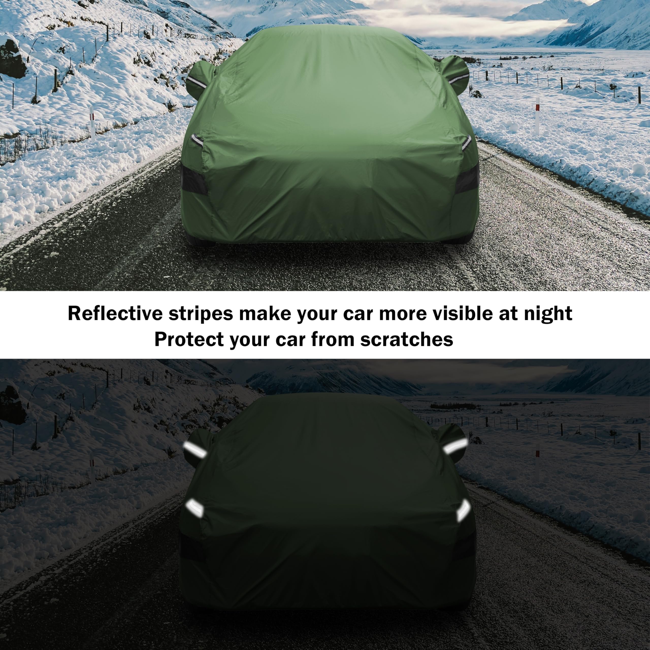 JURMON Heavy Duty Waterproof Car Cover for Chevrolet Corvette - All Weather Protection, Army Green, Model L