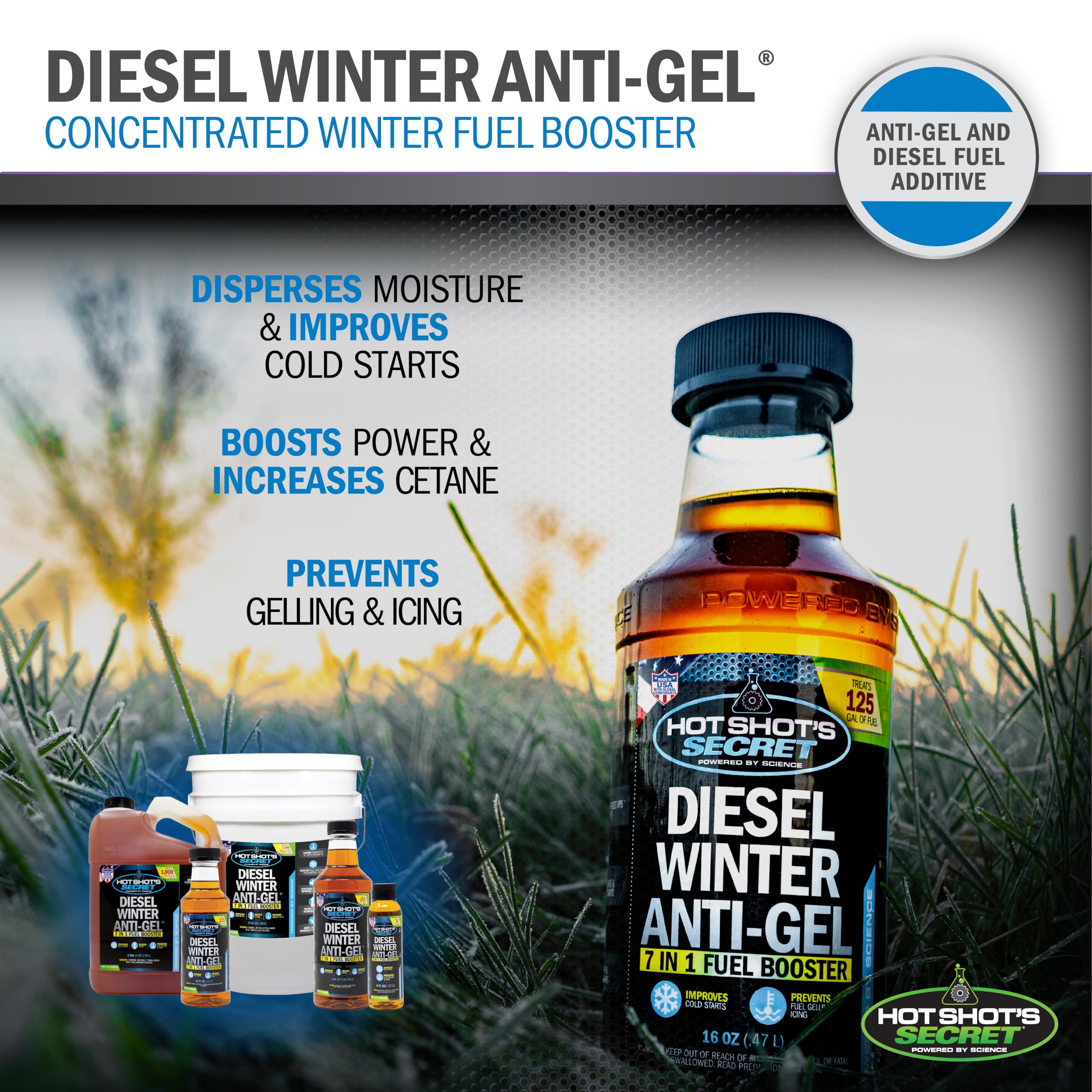 Hot Shot'S Secret Diesel Winter Anti-Gel 16 Ounce Round Bottle, Amber (P403316Z)