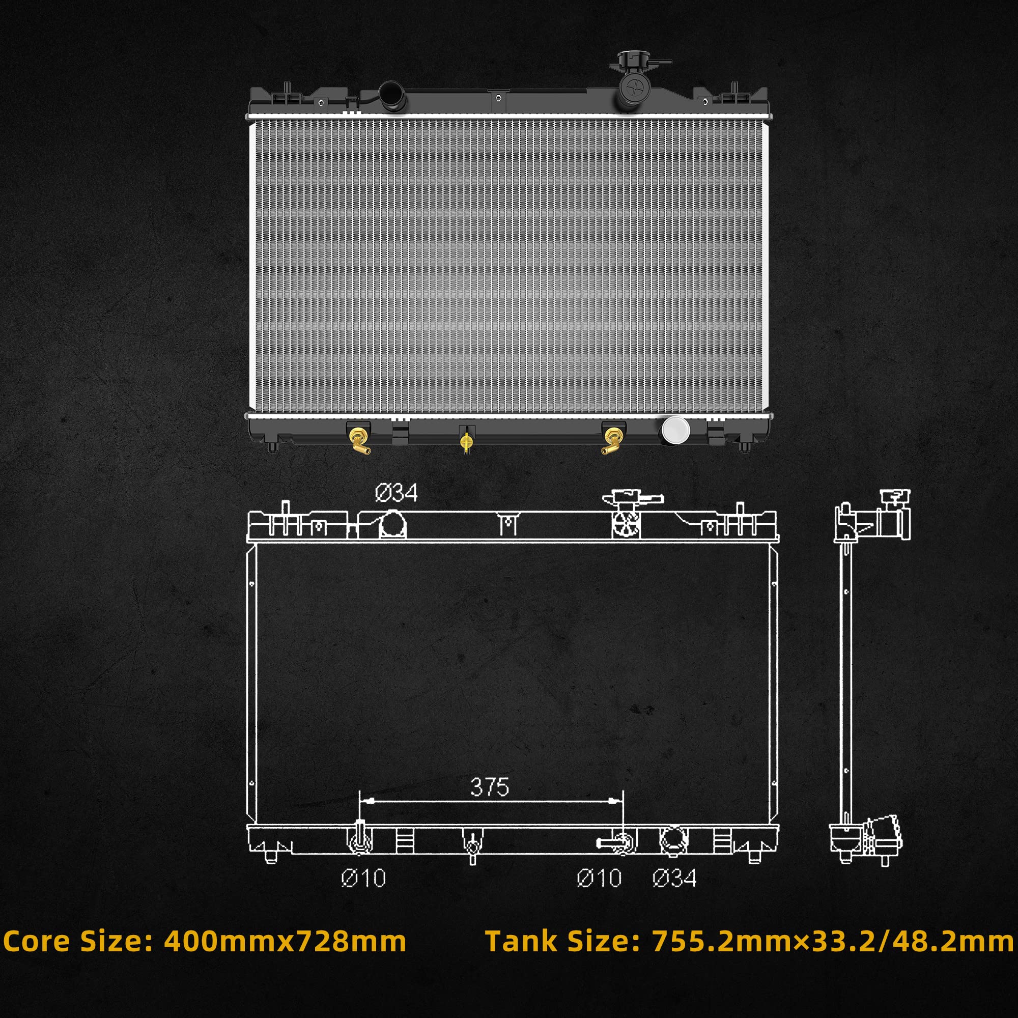 Dwvo Completer Radiator Compatible With 2002-2006 Camry Base Le Xle Se, Compatible With 2005-2008 Solara Se Sle Sport 2.4L L4 Dw