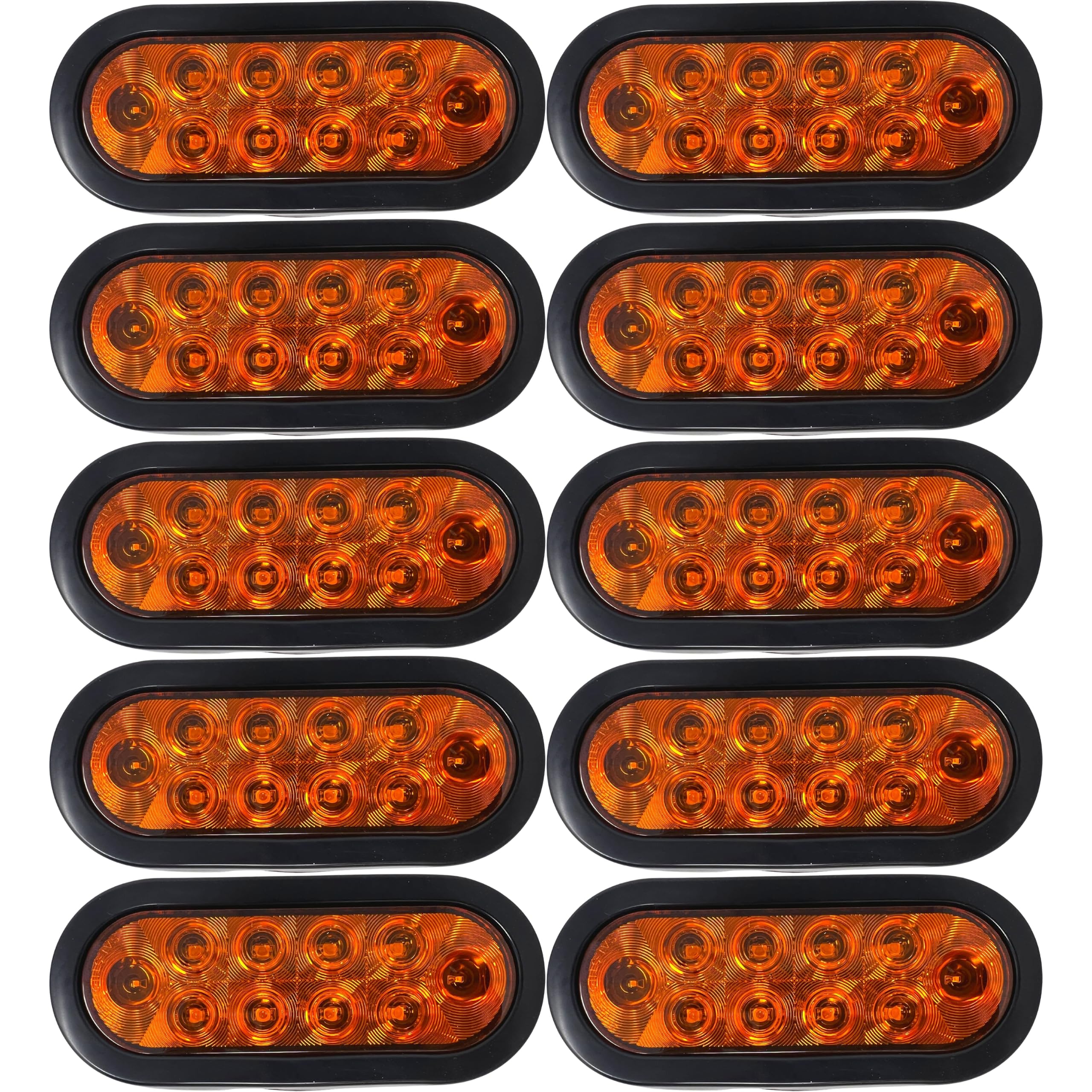 All Star Truck Parts 10x Amber 6 Oval 10 LED Trailer Signal Mid Turn Stop Turn Tail Indicator Light Kit DOT Certified with Gromm