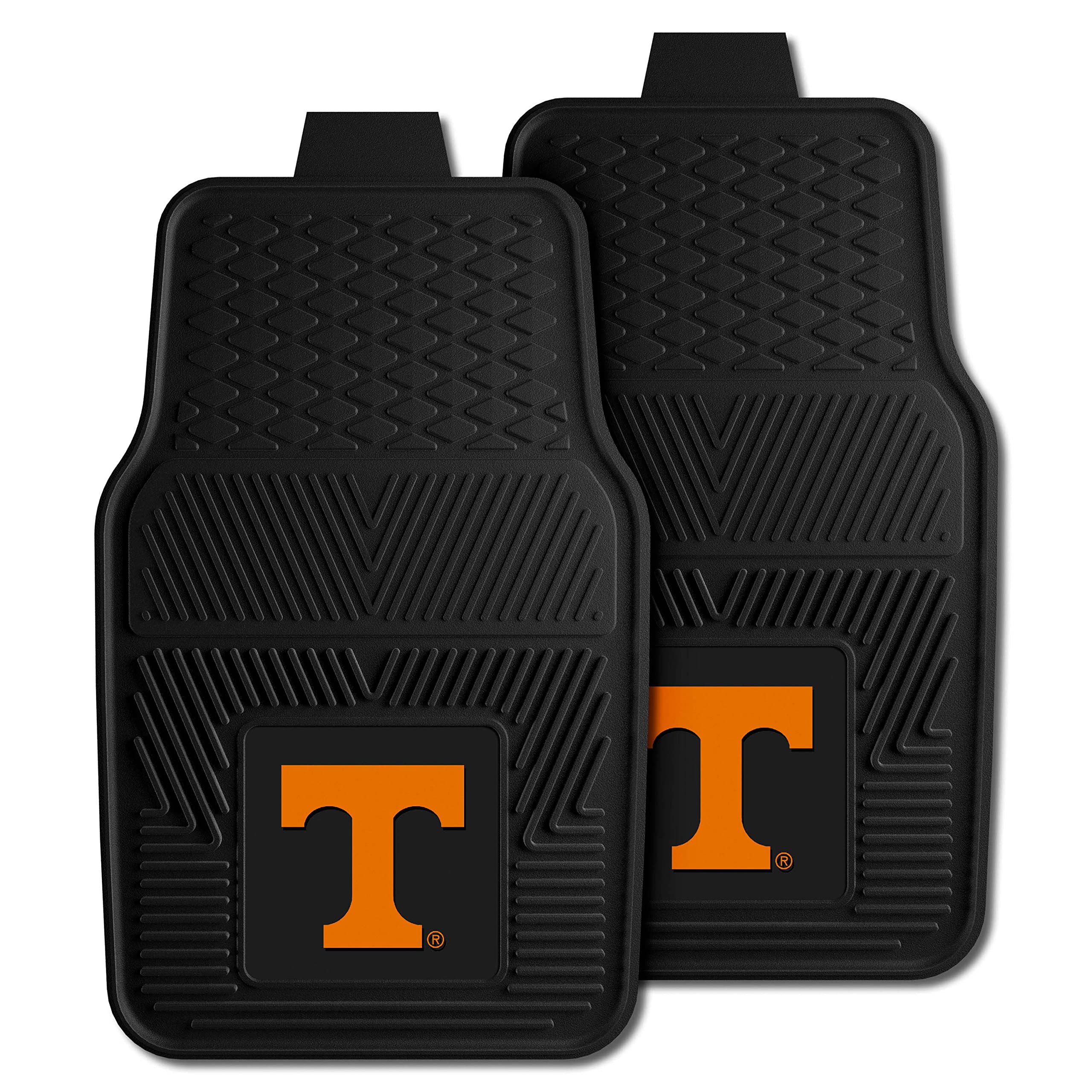 FANMATS 39384 University of Tennessee 4-pc Vinyl Car Mat Set | Black | Front & Rear Car Mats | T Primary Logo