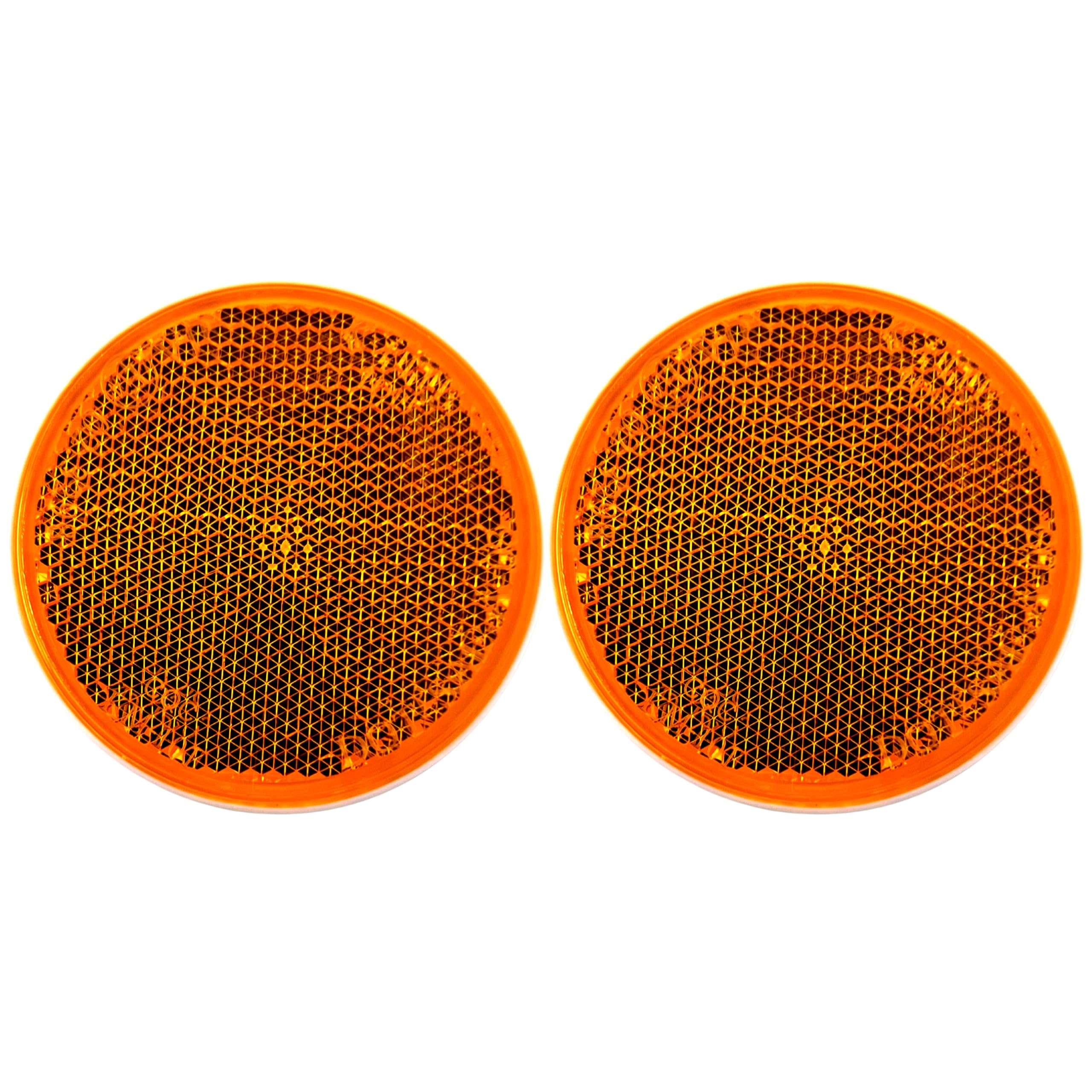 [All Star Truck Parts] [Qty 2] [Amber] 2'' Inch Round Reflector Bike,Trailer, Truck, Boat, Mailbox, Construction, Equipment, Rv,