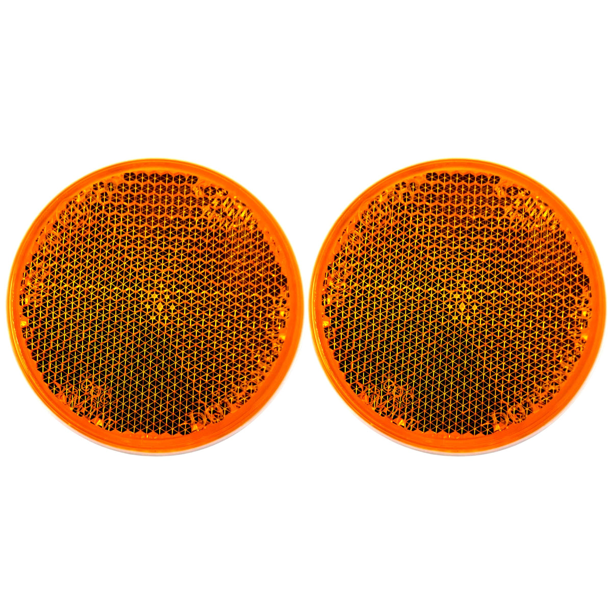 [All Star Truck Parts] [Qty 2] [Amber] 2'' Inch Round Reflector Bike,Trailer, Truck, Boat, Mailbox, Construction, Equipment, Rv,