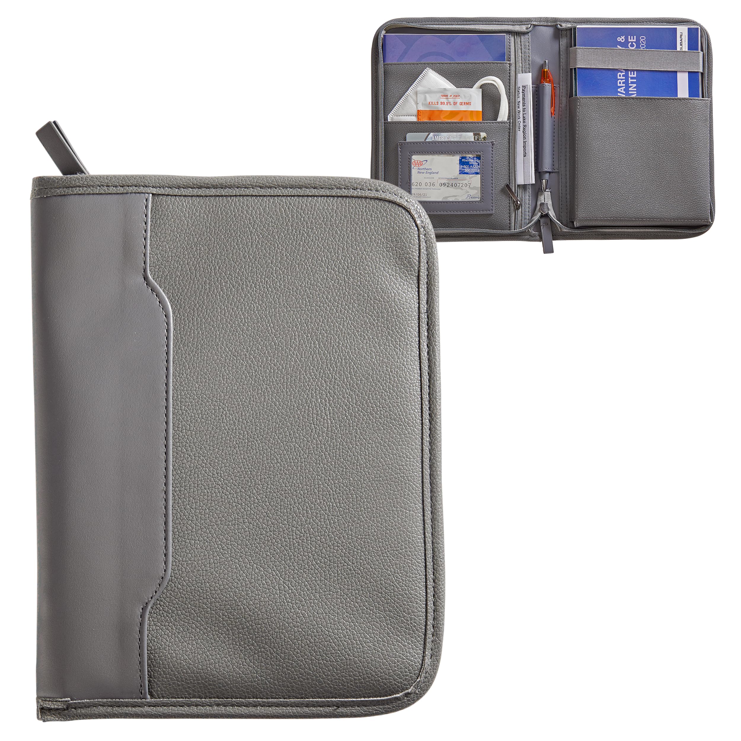 High Road Car Owners Manual Case And Glove Compartment Document Holder - Pebbled Faux Leather Glove Box Organizer For Car, Suv,