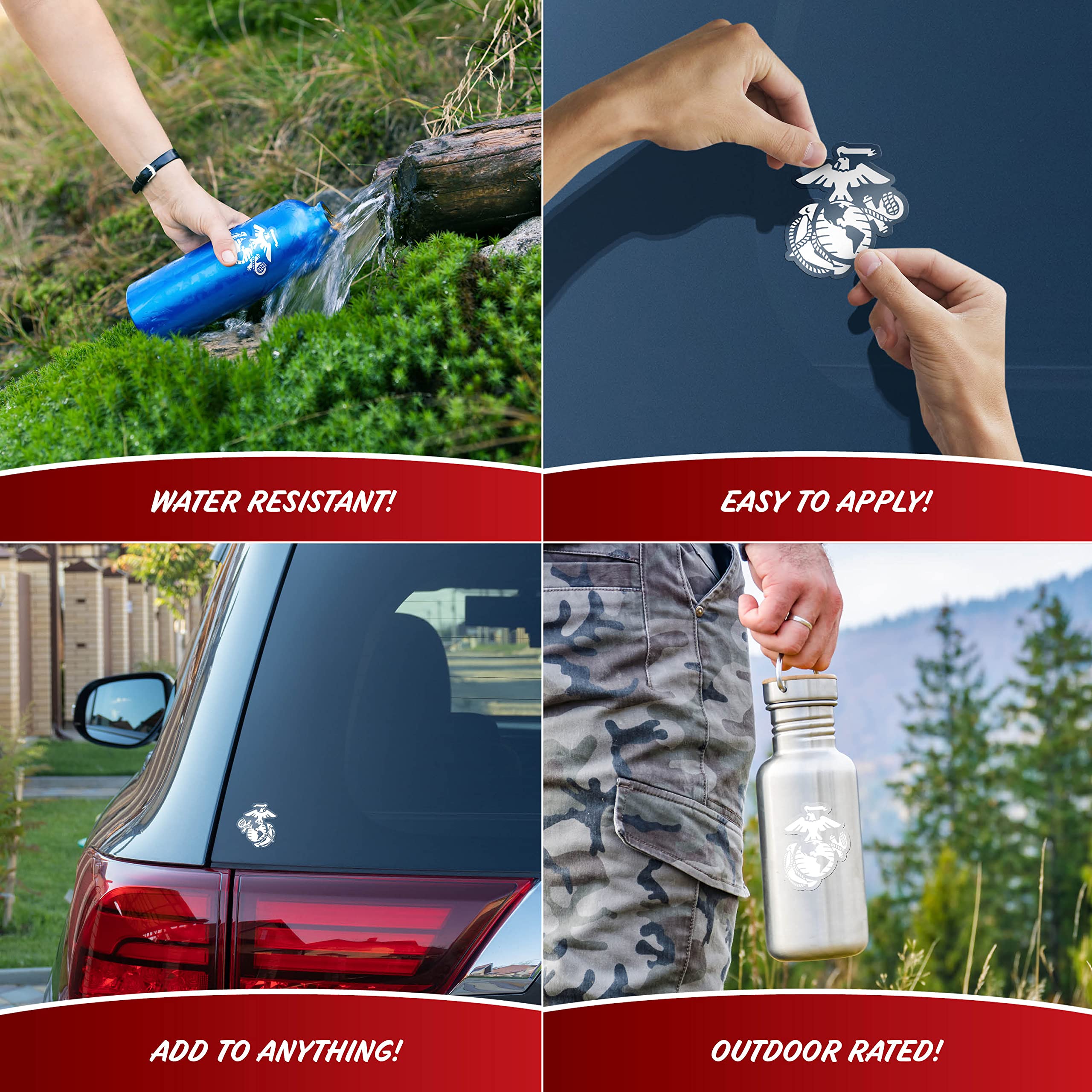 Marine Corps Vinyl Decal Eagle Globe & Anchor - United States Marine Corps - Usmc Vinyl Decals - Set Of 4 4'' White Ega Emblem