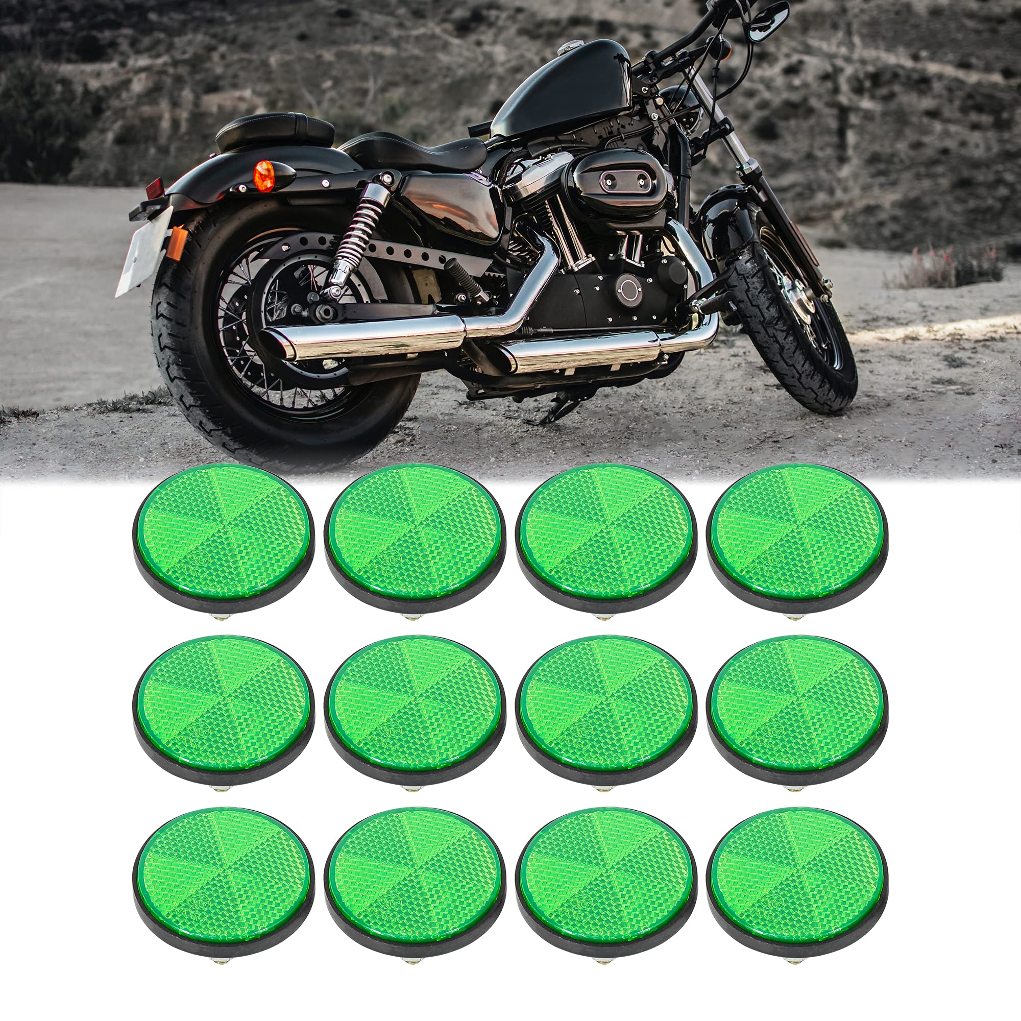 F Fierce Cycle 6 Pair M6X1.0 Green Plastic Universal Screw Mount Reflective Warning Reflector For Motorcycle Bike
