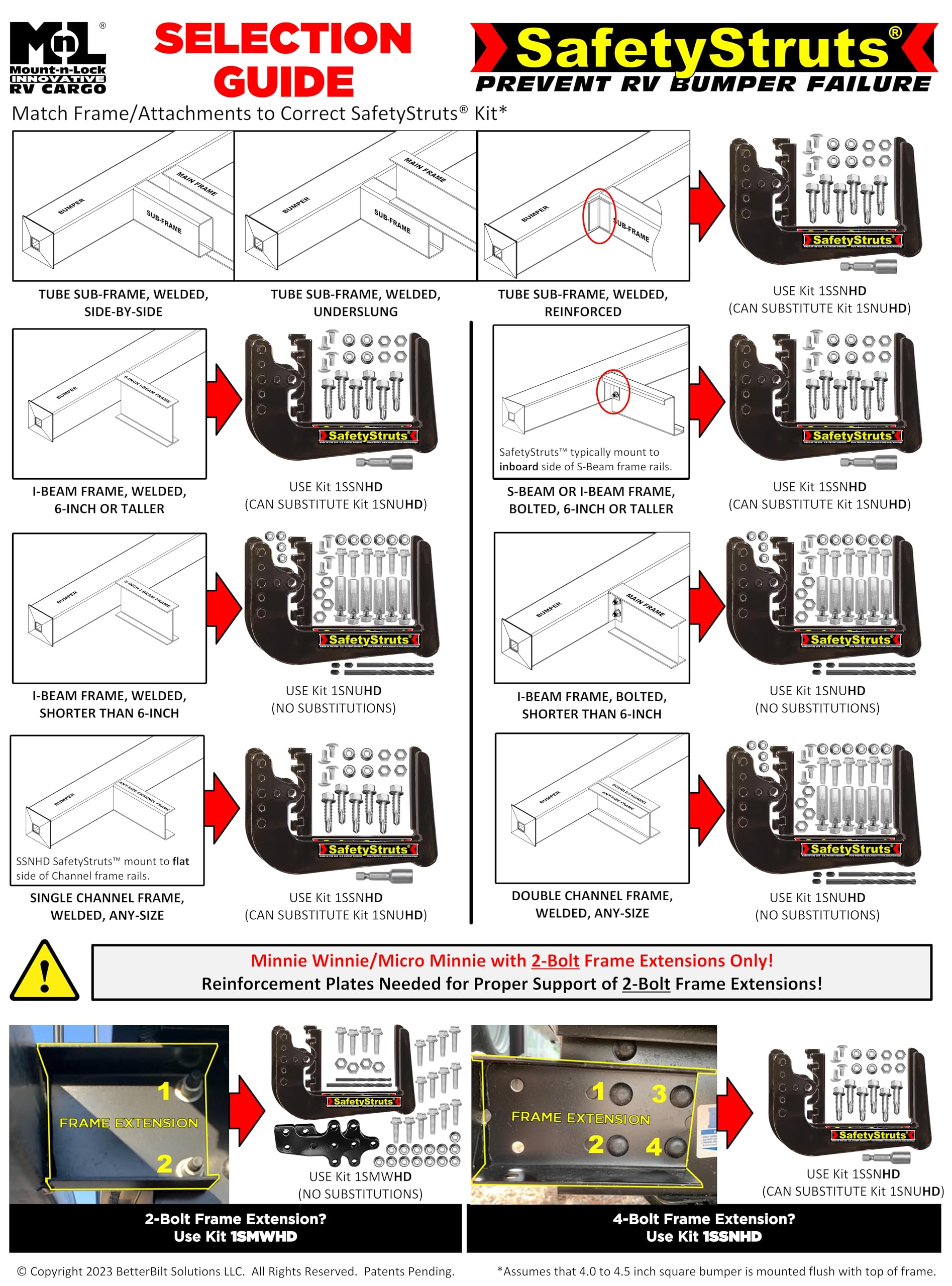 Mount-n-Lock SafetyStruts Heavy Duty RV Bumper Brackets (1SMWHD, MW-Heavy Duty)