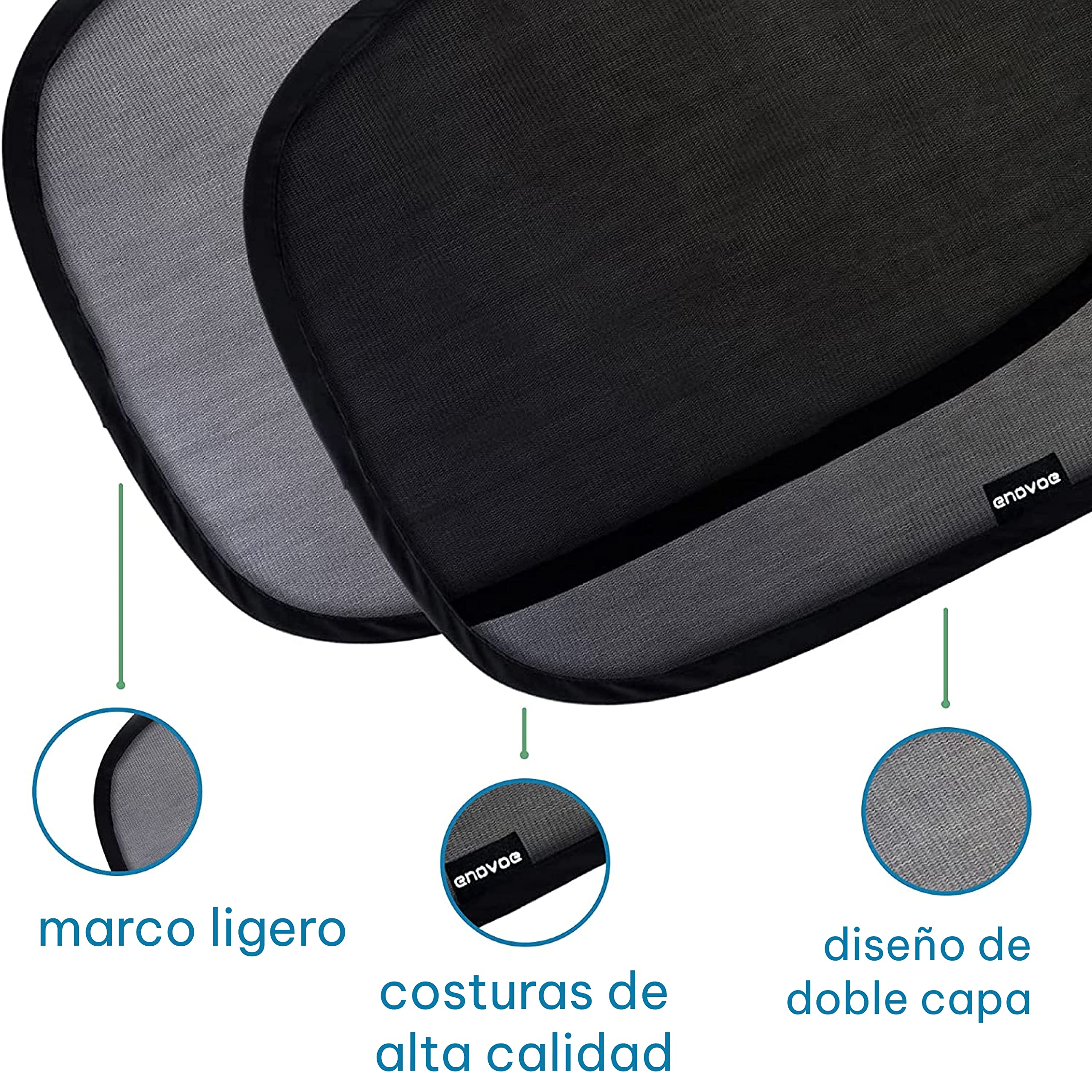 Enovoe Car Window Shade for Baby - (2 Pack) UV Protection Breathable Mesh Baby Window Covers - Sun Shade Blocker, Cling Window C