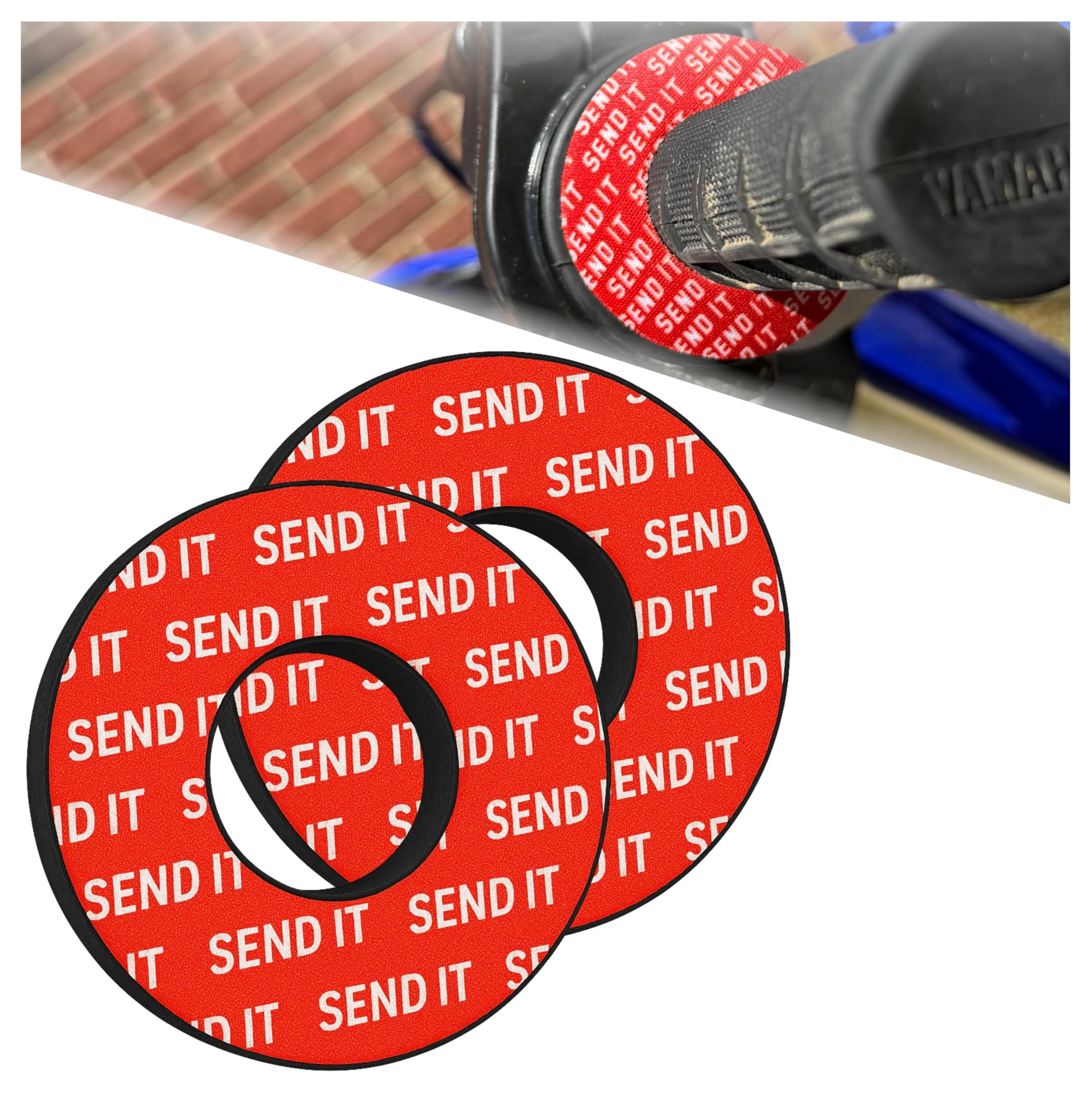 Send It Grip Donuts For Motorcycle, Dirt Bike, Bmx, Atv - Soft Foam Pads To Prevent Blisters - Universal Fit, Easy Install, Mult