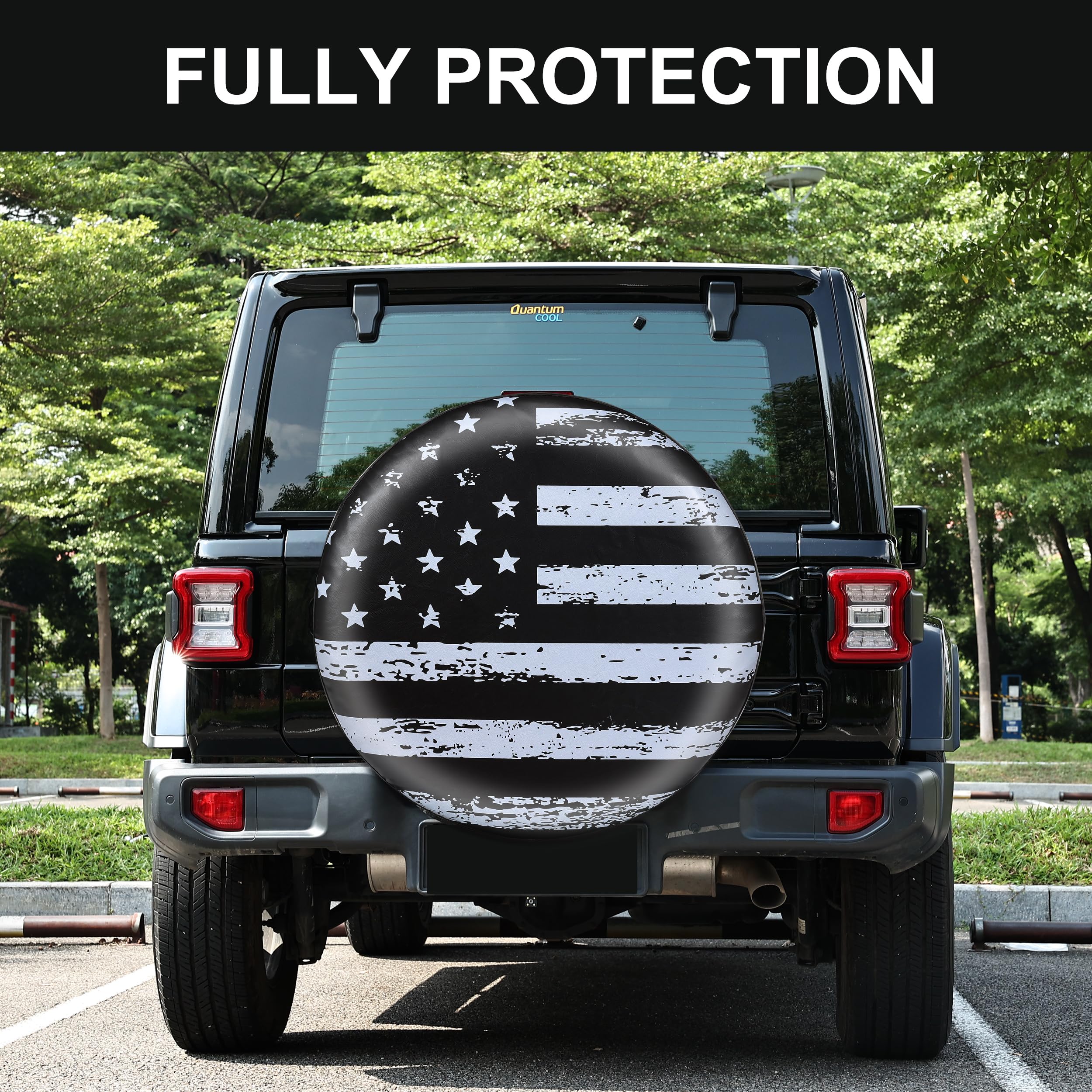 Moonet Spare Tire Cover Thickening Leather Tire Cover Fit For Jeep, Trailer, Rv, Suv, Truck, Tough Tire Wheel Soft Cover (Flag-B